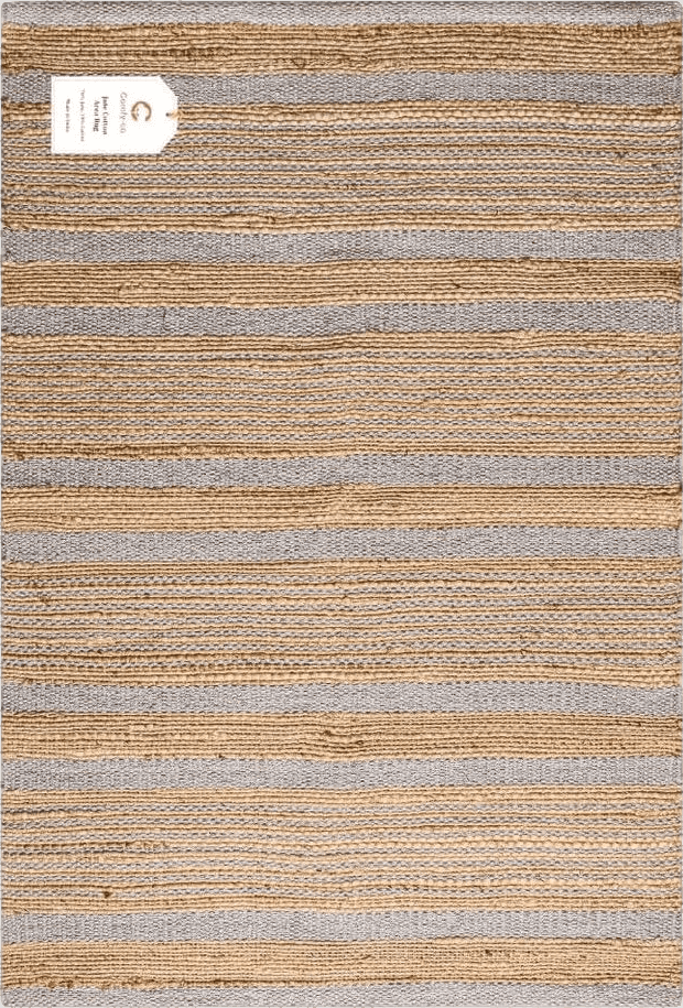 Sisal Comfy-co Area Rug 2x3 ft - Hand-Woven Jute Cotton Area Rug Boho Farmhouse Rustic - Non Slip Floor Rug for Bedroom Living Room Kitchen Dorm Entryway Hallway - Area Rug Natural/Grey