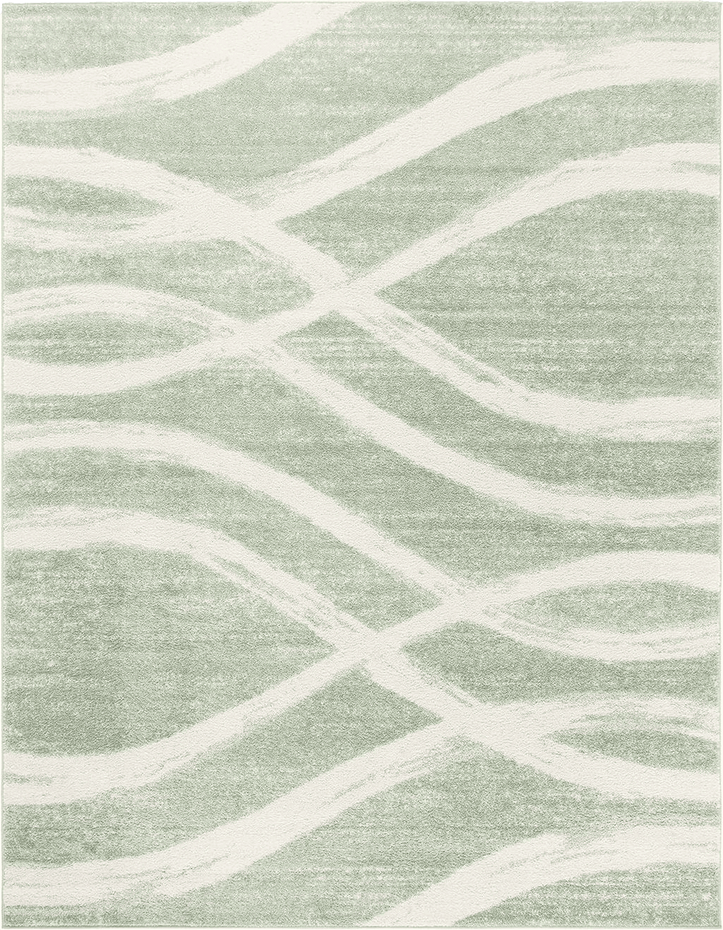 SAFAVIEH Adirondack Collection Area Rug - 8' x 10', Sage & Cream, Modern Wave Distressed Design, Non-Shedding & Easy Care, Ideal for High Traffic Areas in Living Room, Bedroom (ADR125X)