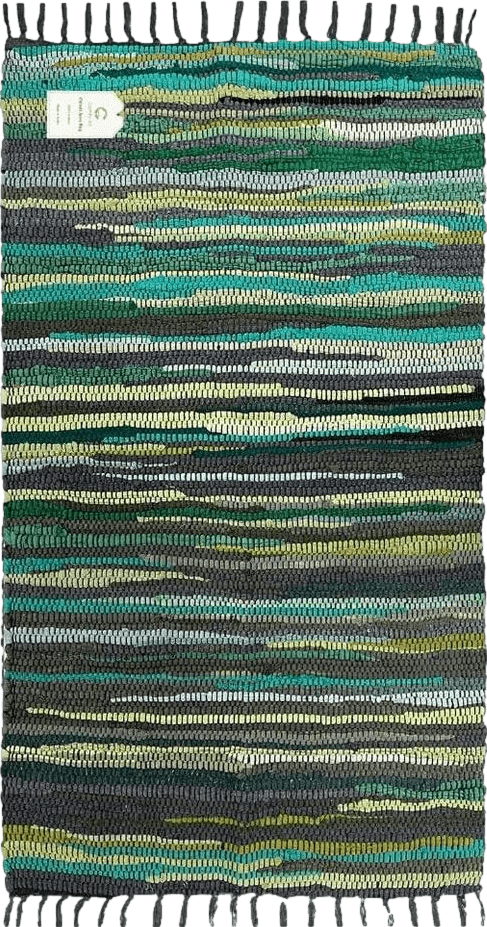 Comfy-co Handcrafted Area Rug Chindi Rug 3x5 ft - Hand-Woven Cotton Area Rag Rug - Reversible Floor Rug for Bedroom Living Room Kitchen Dorm Entryway Hallway - Chindi Area Rug Green Multi