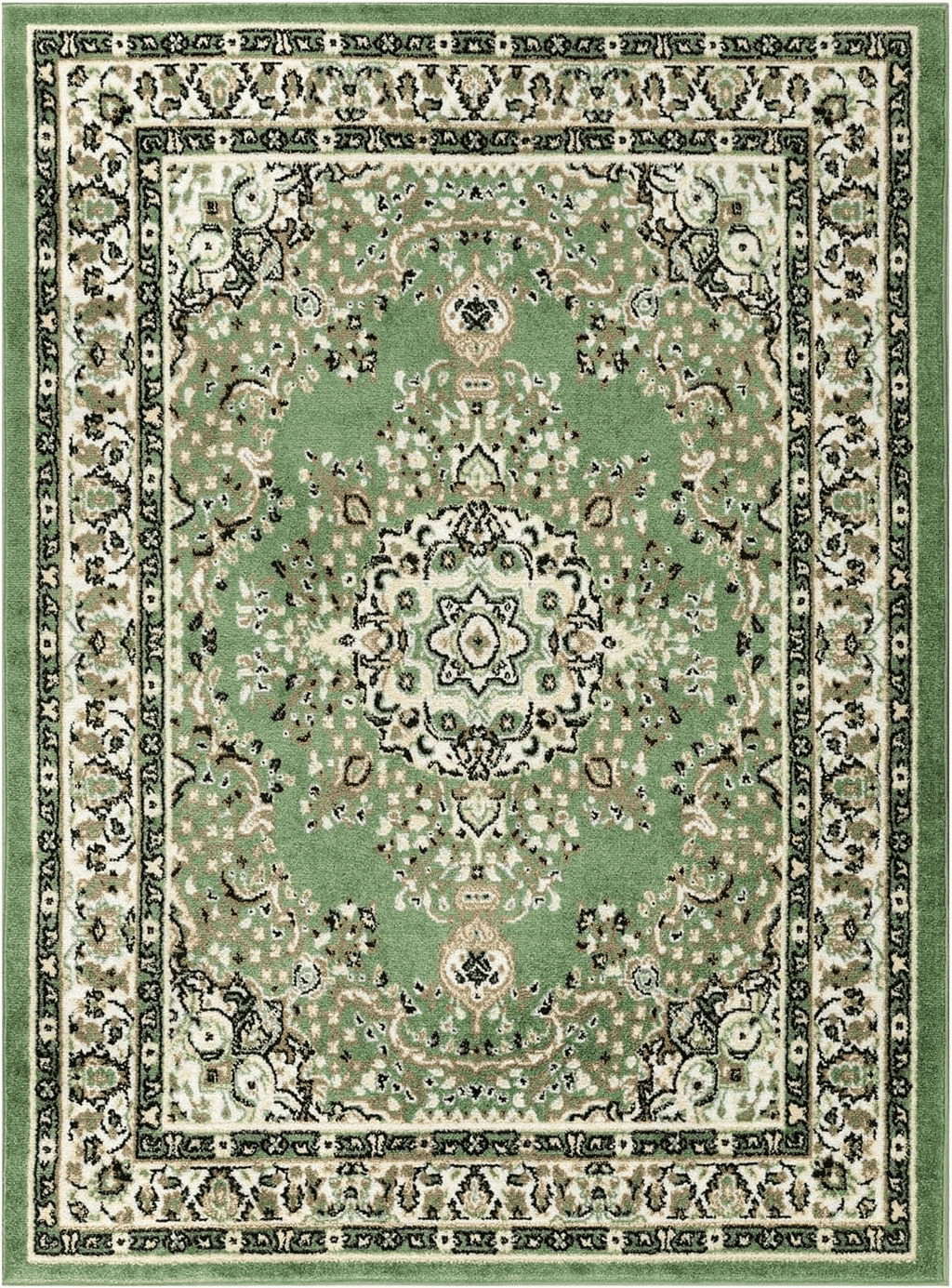 Antep Rugs Oriental 5x7 Traditional Medallion Indoor Area Rug Siesta (Green Beige, 5'3" x 7')