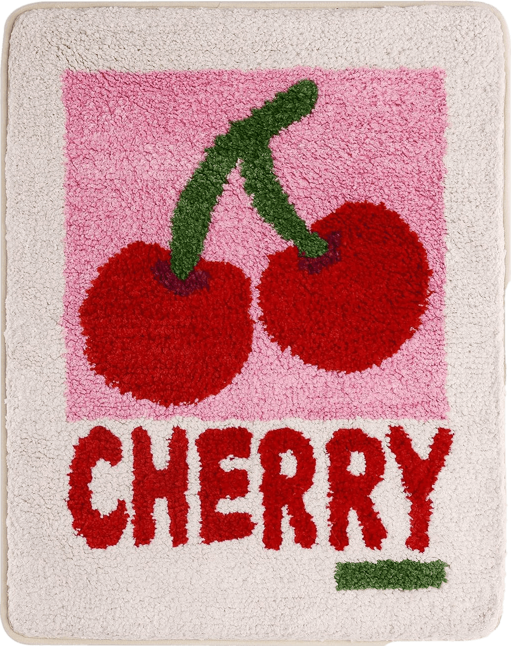 Fosiyaa Cherry Bath Mat, Cute Funny Fruit Pink Bathroom Rugs Non Slip Absorbent Bath Rug for Girls Women Shower, Bedroom Decor, Machine Washable, 20.47IN x 26IN