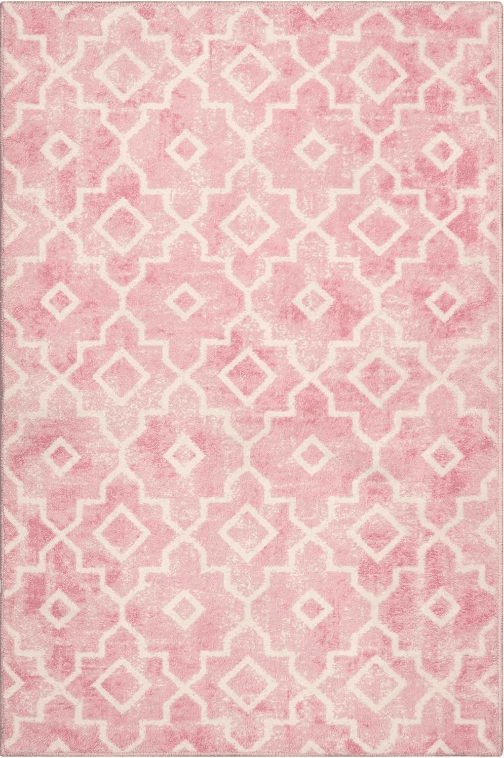 Geometric Pink Moynesa Boho Moroccan Area Rug - 2x3 Soft Pink Rugs for Bedroom Girls Modern Geometric Small Bathroom Rug Washable Kitchen Rugs and Mats Non Skid Low Profile Indoor Entrance