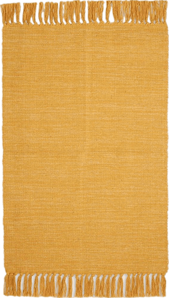 Layered DII Woven Rugs Collection Ribbed Reversible Cotton, 2x3', Honey Gold & Off-White