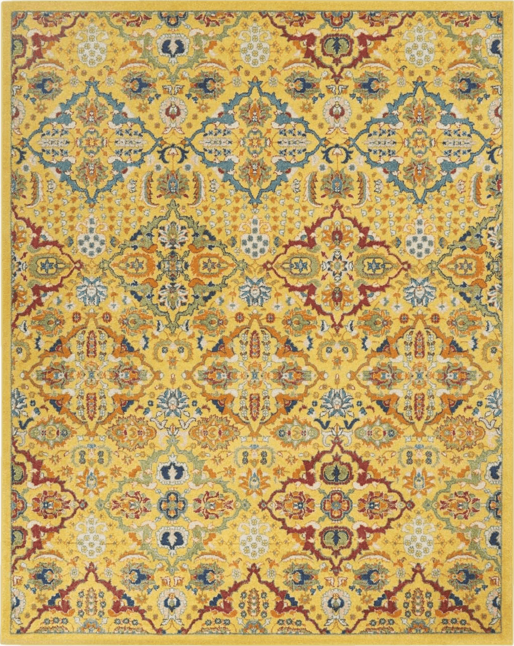 Area Yellow Nourison Allur Persian Yellow Multicolor 7'10" x 9'10" Area -Rug, Easy -Cleaning, Non Shedding, Bed Room, Living Room, Dining Room, Kitchen (8x10)