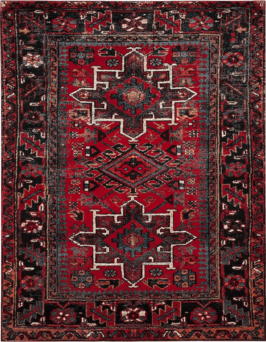 SAFAVIEH Vintage Hamadan Collection Area Rug - 6'7" x 9', Red & Multi, Oriental Traditional Persian Design, Non-Shedding & Easy Care, Ideal for High Traffic Areas in Living Room, Bedroom (VTH211A)