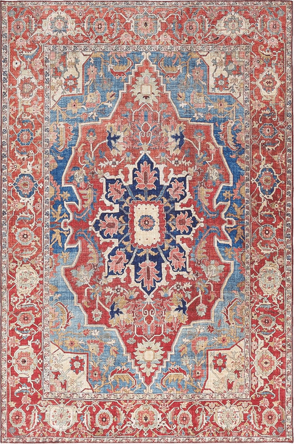 Artistic Weavers Lyyti Area Rug 5' x 7'6", 5 ft x 7 ft 6 in, Bright Red/Blue