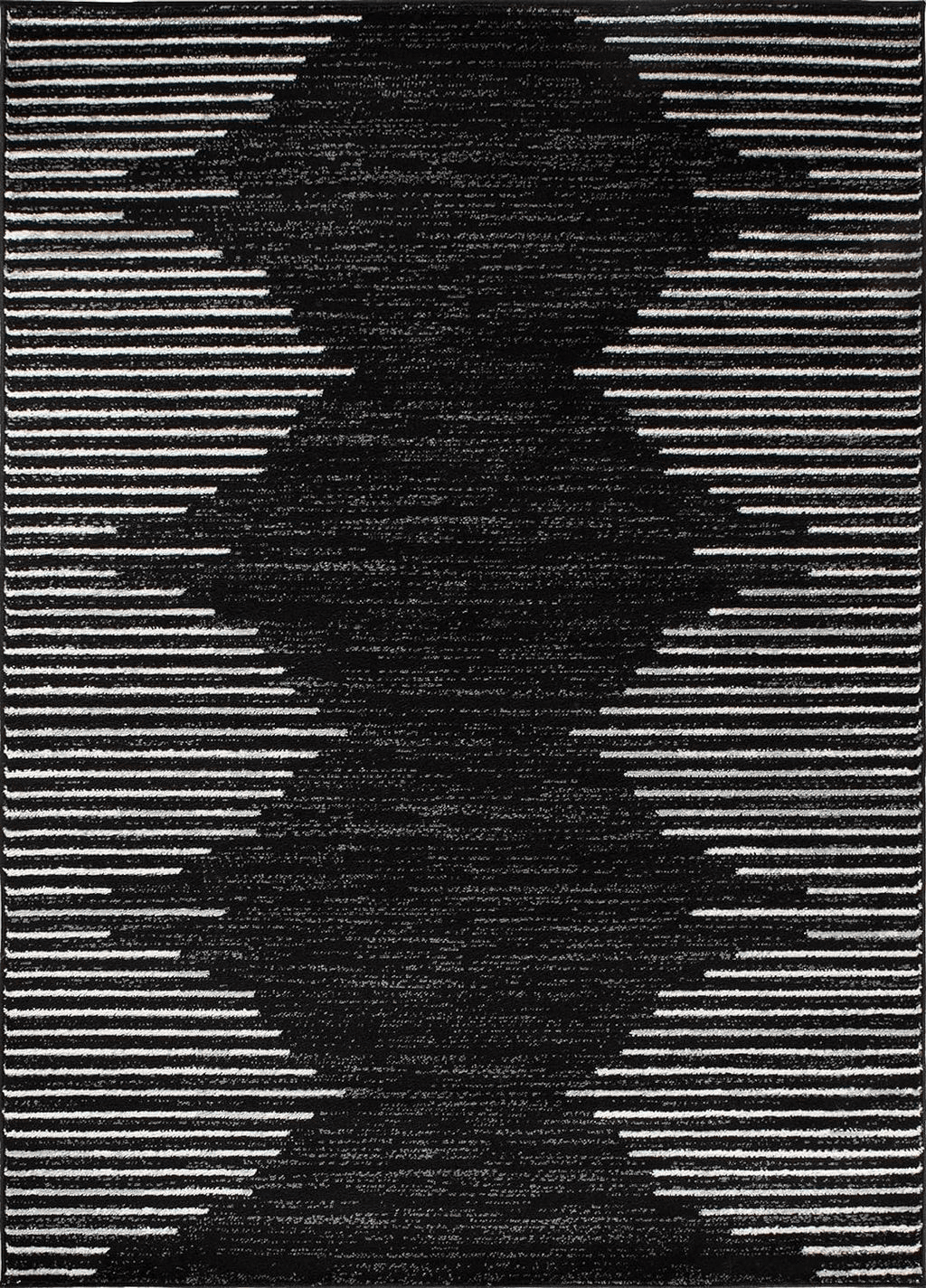 Rugshop Bohemian Stripe Stain Resistant High Traffic Living Room Kitchen Bedroom Dining Home Office Area Rug 5'x7' Black