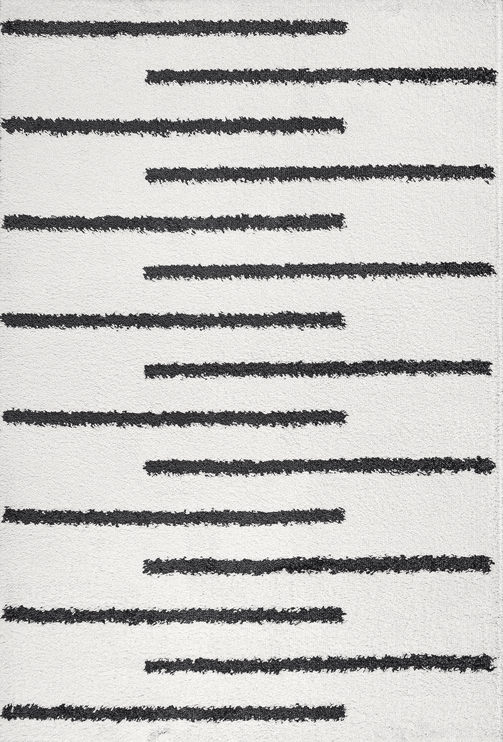 Geometric Black White JONATHAN Y MOH402A-4 Alaro Berber Stripe Shag Indoor Area-Rug Bohemian Geometric Contemporary Glam Easy-Cleaning Bedroom Kitchen Living Room Non Shedding, 4 X 6, White/Black