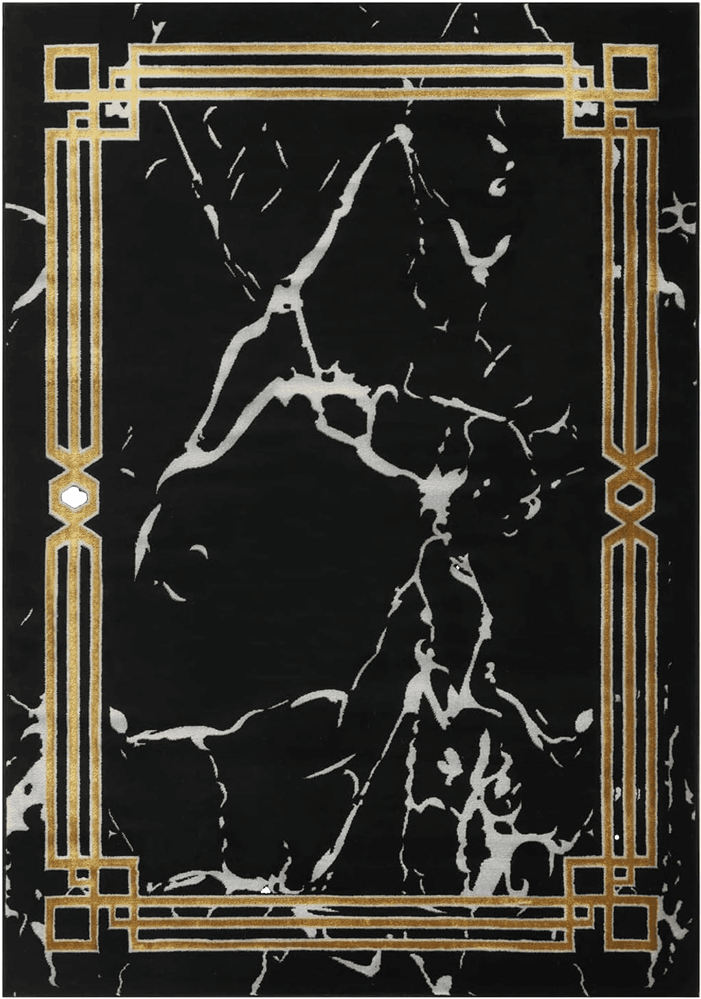 Antep Rugs Babil Gold 5x7 Abstract Marble Geometric Indoor Area Rug (Black, 5'3" x 7')