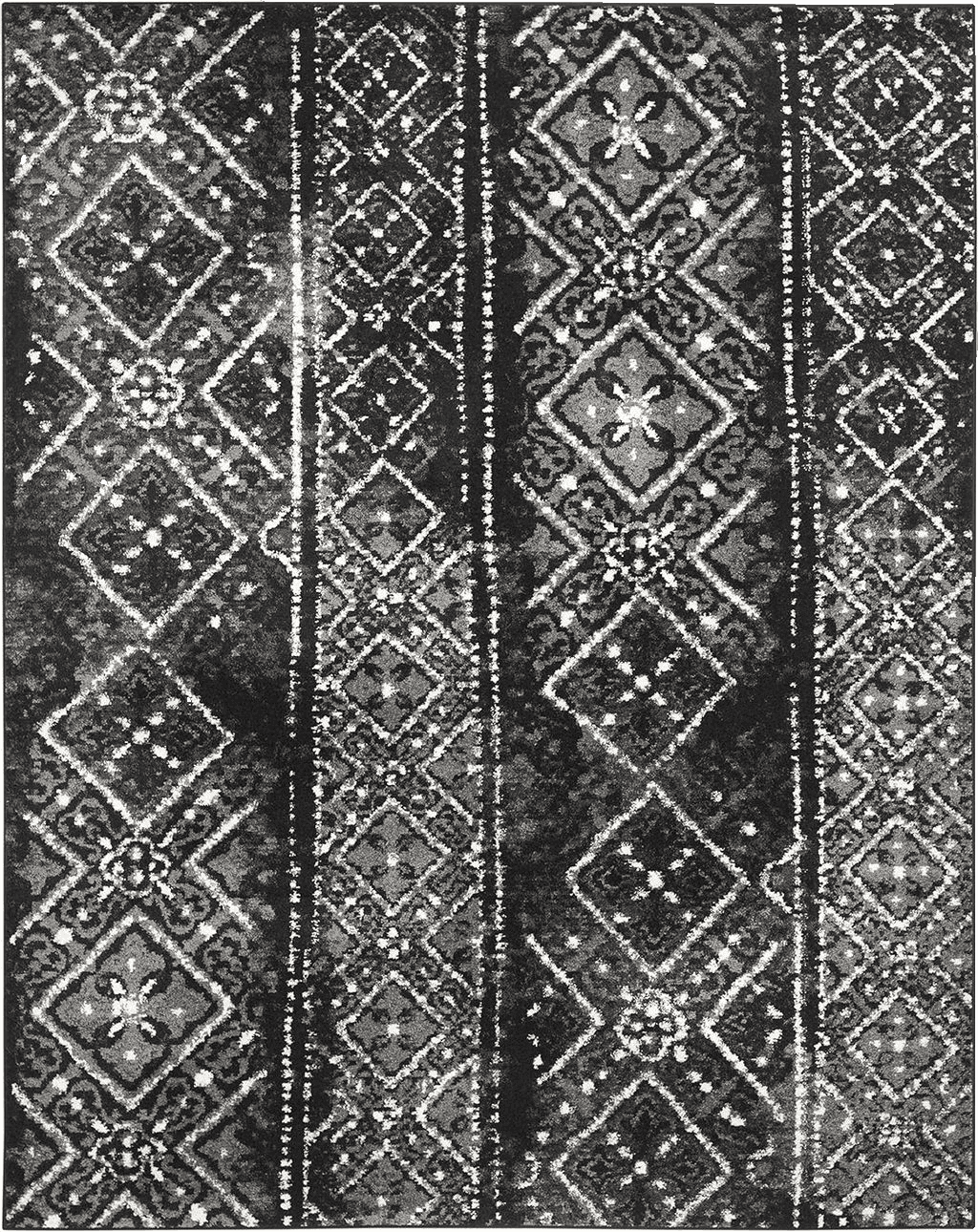 SAFAVIEH Adirondack Collection Area Rug - 8' x 10', Black & Silver, Moroccan Boho Distressed Design, Non-Shedding & Easy Care, Ideal for High Traffic Areas in Living Room, Bedroom (ADR111C)