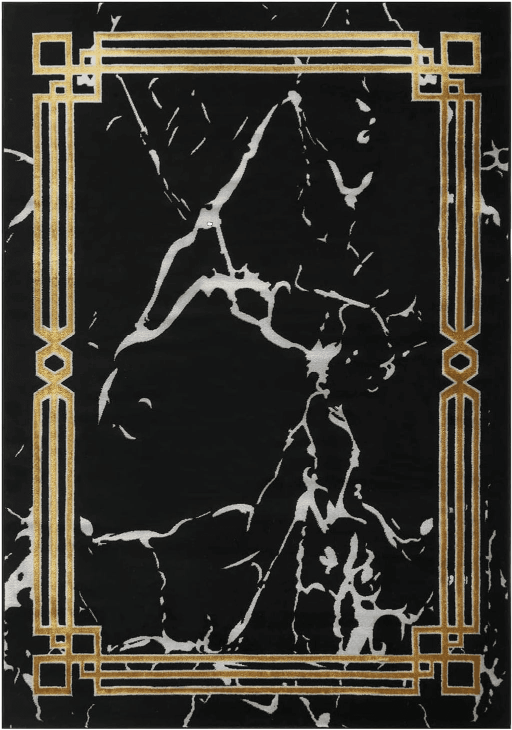 Antep Rugs Babil Gold 8x10 Abstract Marble Geometric Indoor Area Rug (Black, 7'10" x 10')