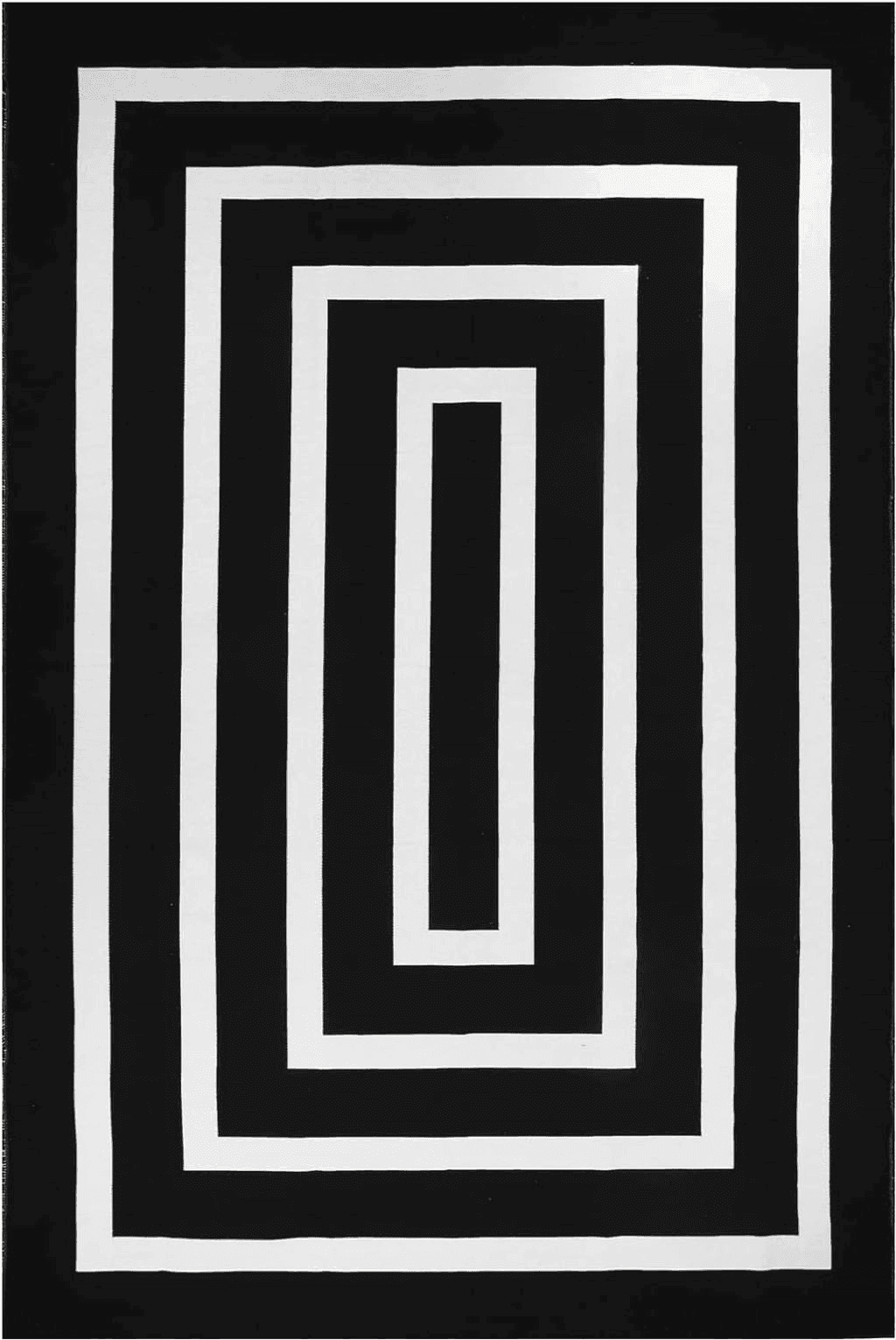 Geometric Black White Lanffia Black and White Area Rug 6x9ft Contrasting Geometric Modern Stripe Symmetrical Indoor Outdoor Rug Machine Washable Extra Large Rugs Woven Cotton Floor Carpet for Living Room/Balcony/Backyard