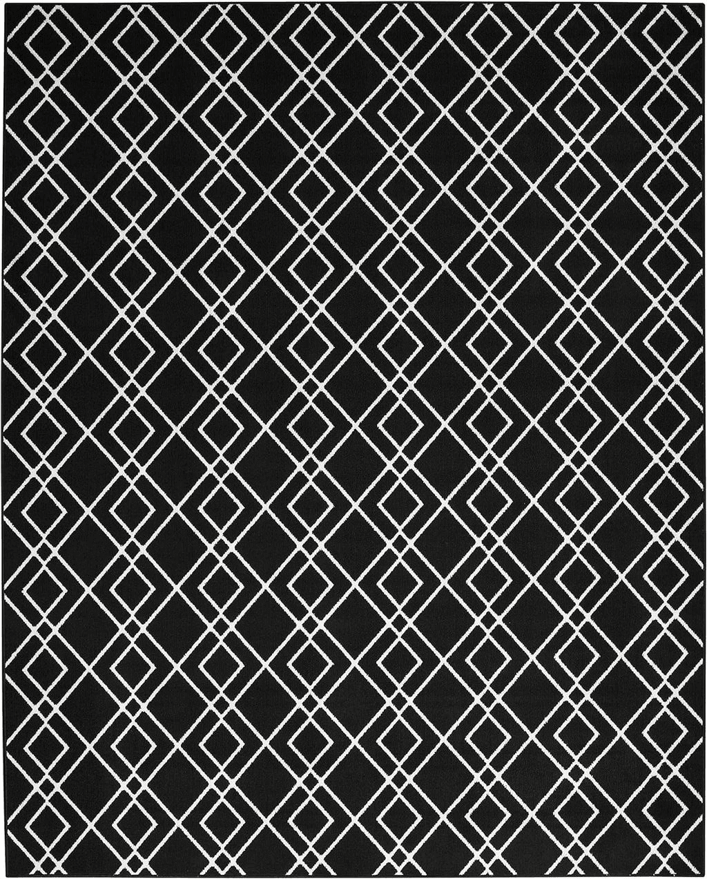 Nourison Modern Lines Modern Geometric Black 8' x 10' Area -Rug, Easy -Cleaning, Non Shedding, Bed Room, Living Room, Dining Room, Kitchen (8x10)