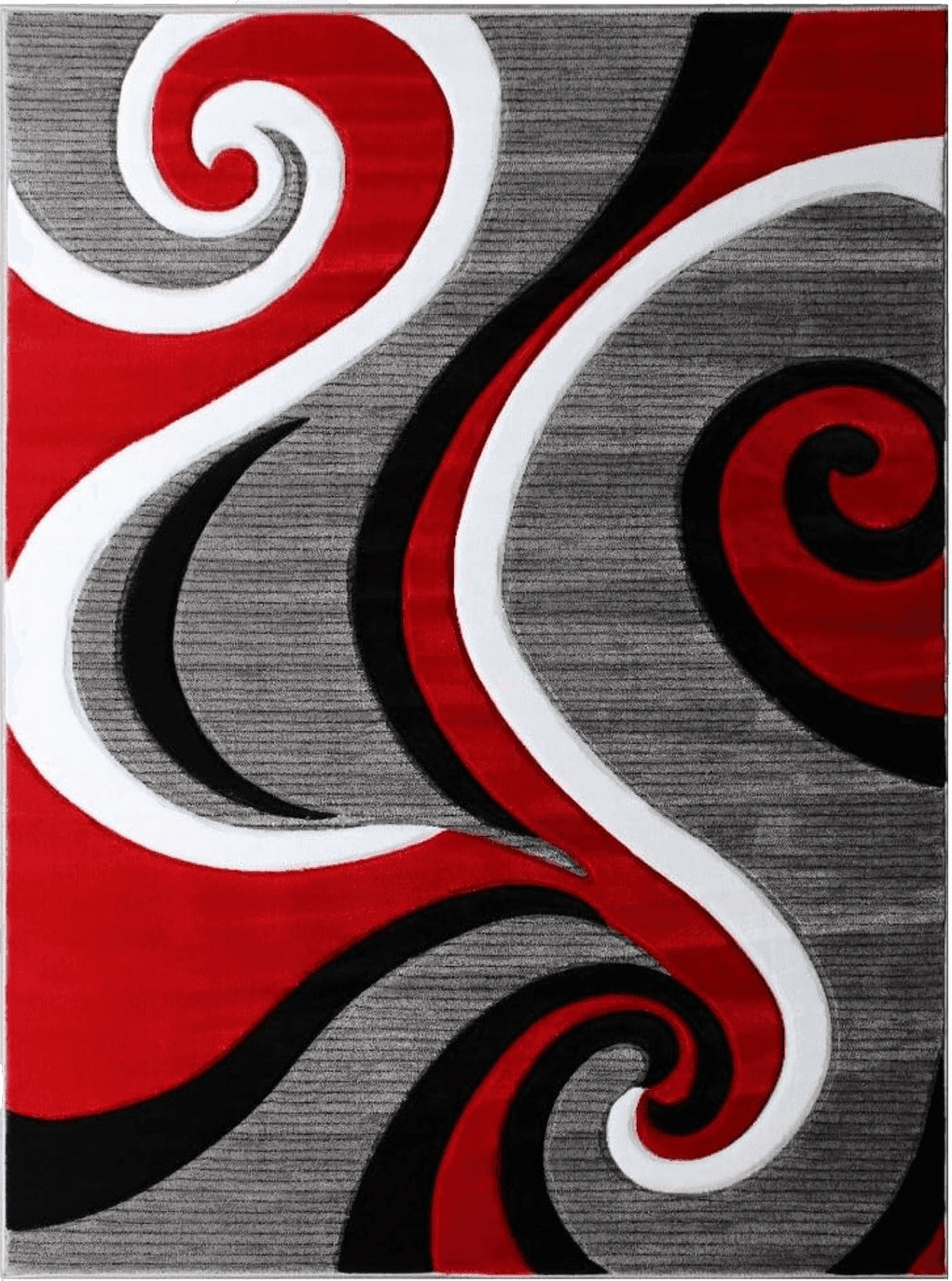 Geometric Red Masada Rugs, Sophia Collection Hand Carved Area Rug Modern Contemporary Red White Grey Black (8 Feet X 10 Feet)