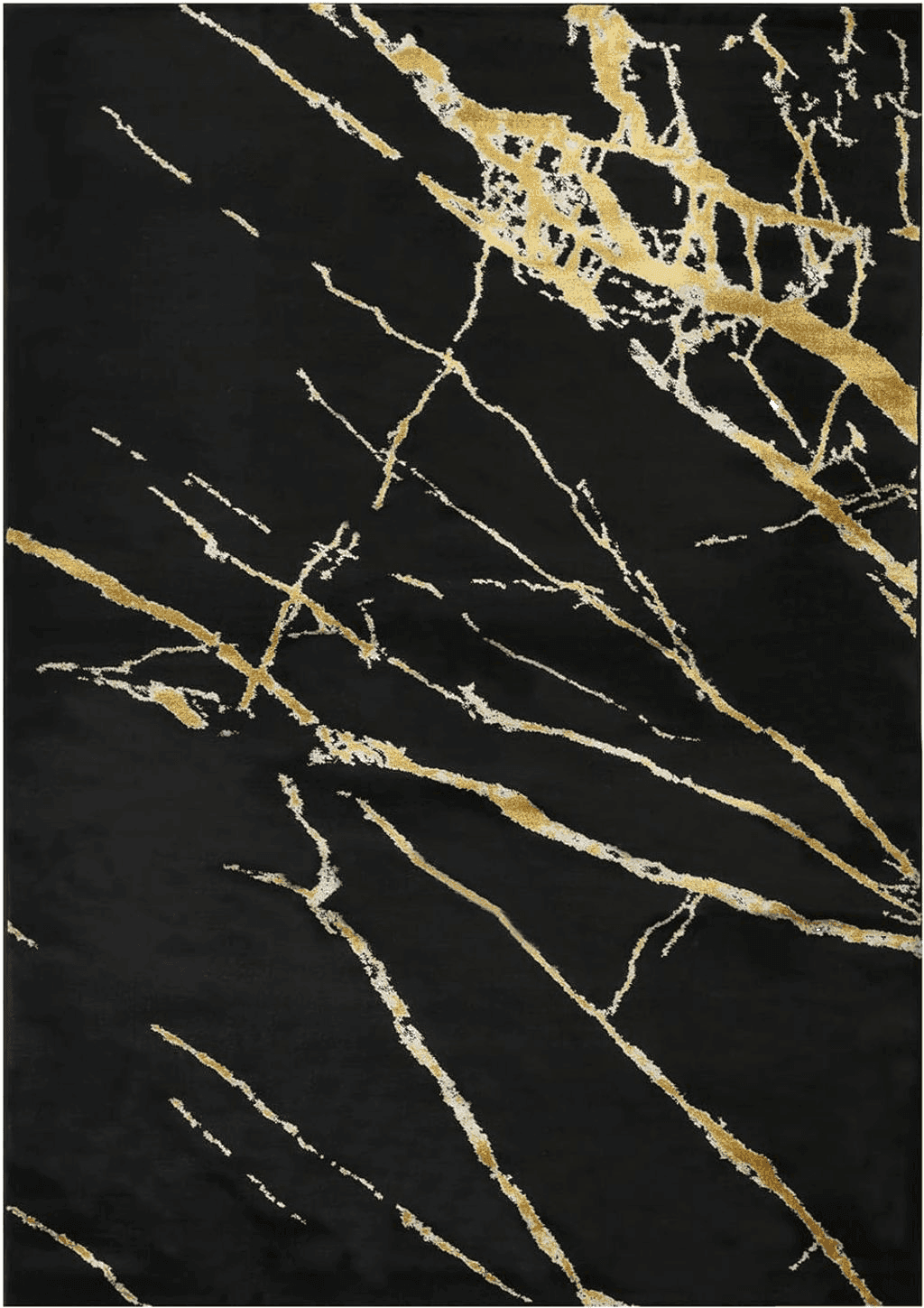 Antep Rugs Babil Gold 8x10 Marble Abstract Modern Indoor Area Rug (Black, 7'10" x 10')