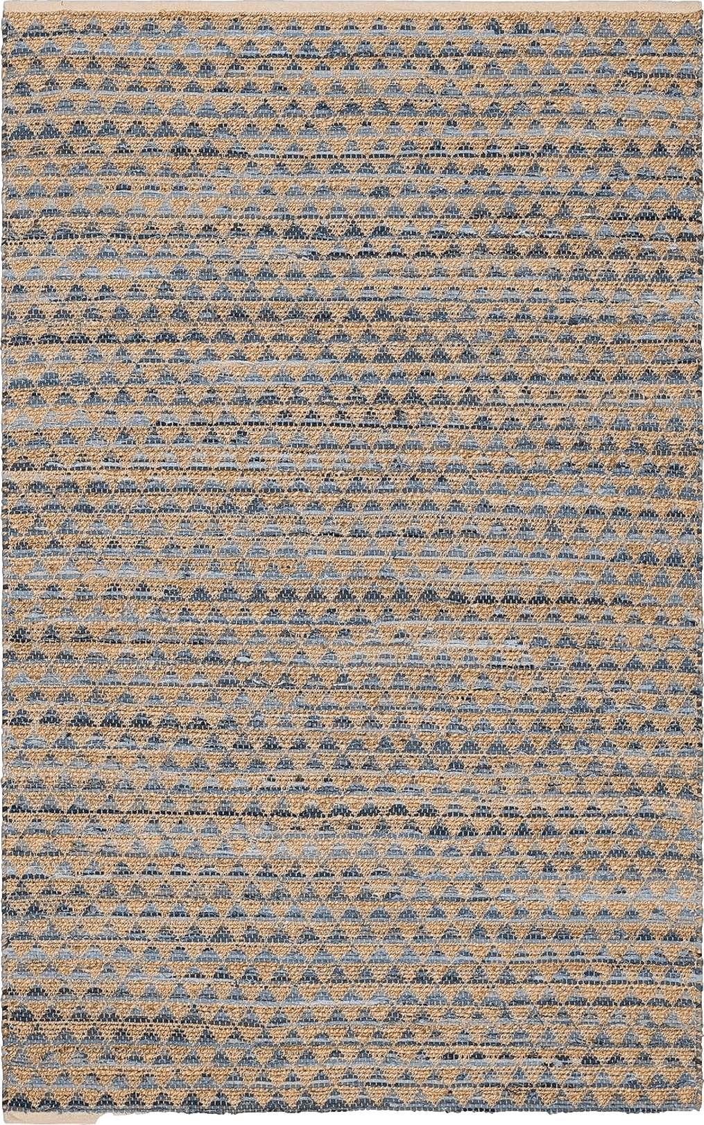 Home Conservatory Geometric Rag Denim Handwoven Jute Rug, 2.5 X 8 Feet, Blue/Neutral Geometric Pattern