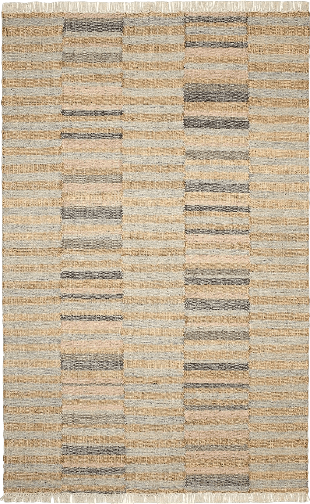 Dash & Albert Ravel Stripe Handwoven Wool Rug, 8 X 10 Feet, Neutral/Blue Geometric Pattern