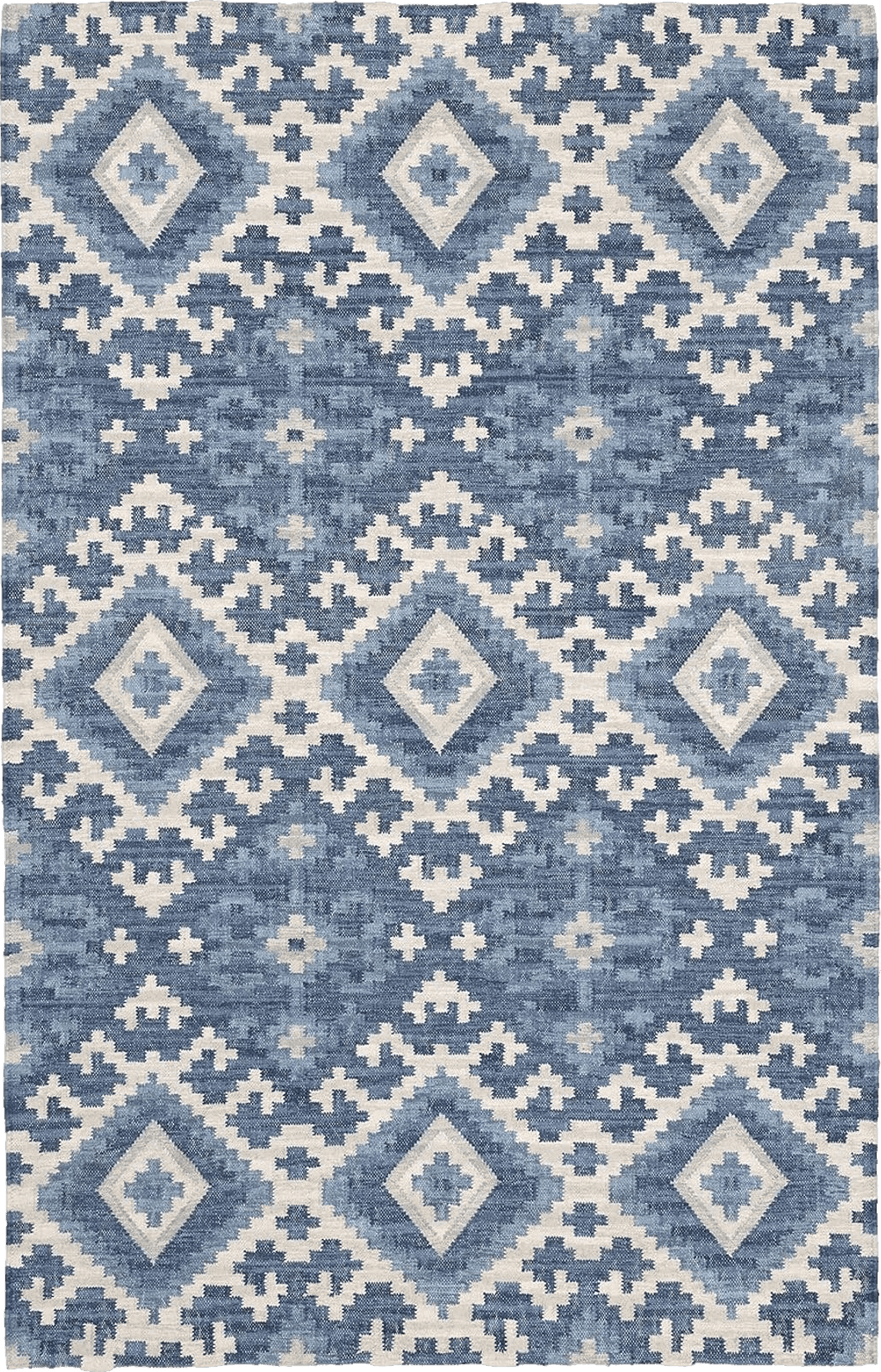 Kilim Dash and Albert Marmara Kilim Handwoven Cotton Rug, 3 X 5 Feet, Blue Geometric Pattern