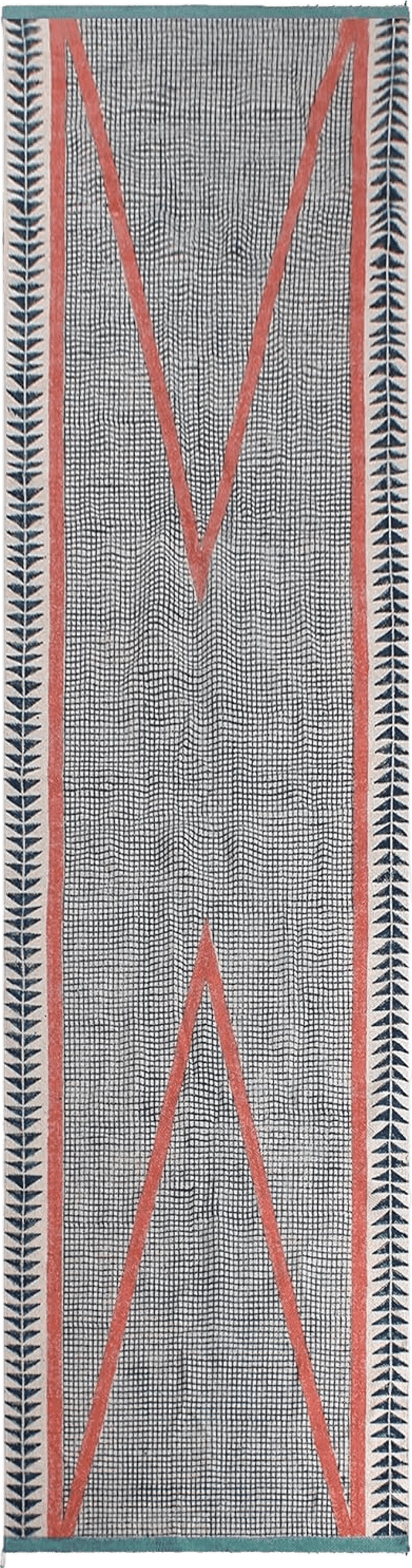 Geometric Blue CASAVANI Geometric Collection Area Rug - 2 x 3 Ft' Blue and Pink, Handmade Flat Weave Boho Farmhouse Cotton Tassel Fringe, Ideal for High Traffic Areas in Bedroom Dining Room Living Room