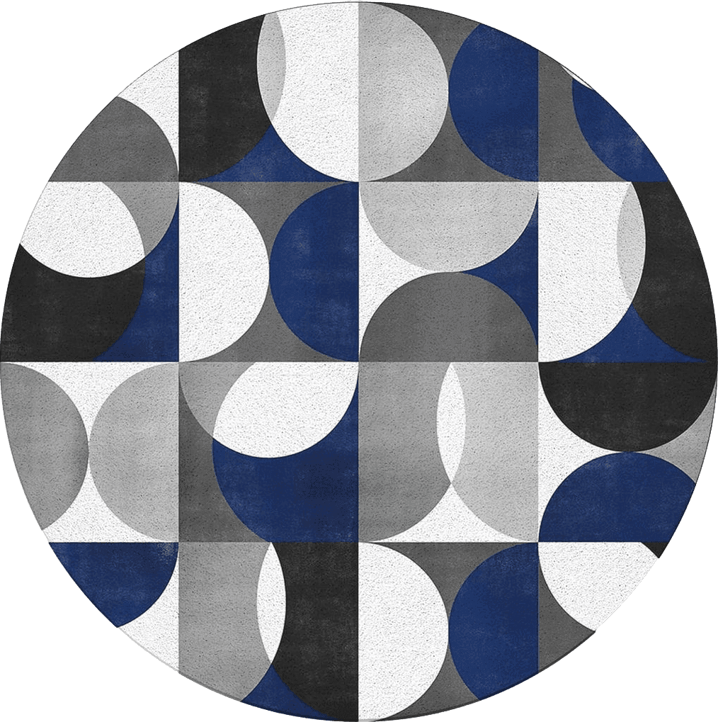 Round Area Rug 3ft Modern Blue Gray Geometric Rug Super Soft Sofa Nursery Carpet Floor Mat Non Slip Runner Rugs for Indoors/Outdoor Living Room Bedroom Dining Room Entryway Abstract Mid Century