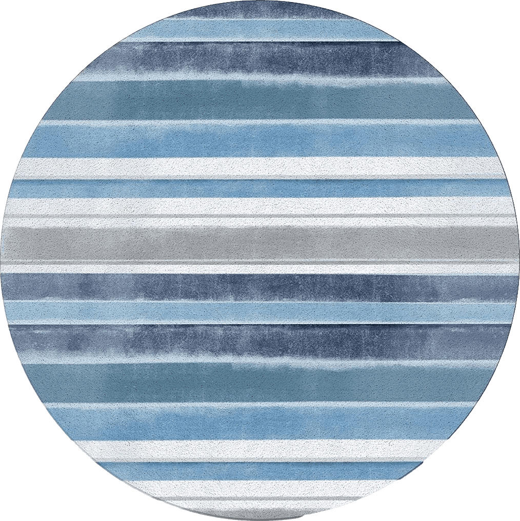 Round Area Rug 3ft Ombre Blue Stripe Rug Super Soft Sofa Nursery Carpet Floor Mat Non Slip Runner Rugs for Indoors/Outdoor Living Room Bedroom Dining Room Entryway Geometric Design