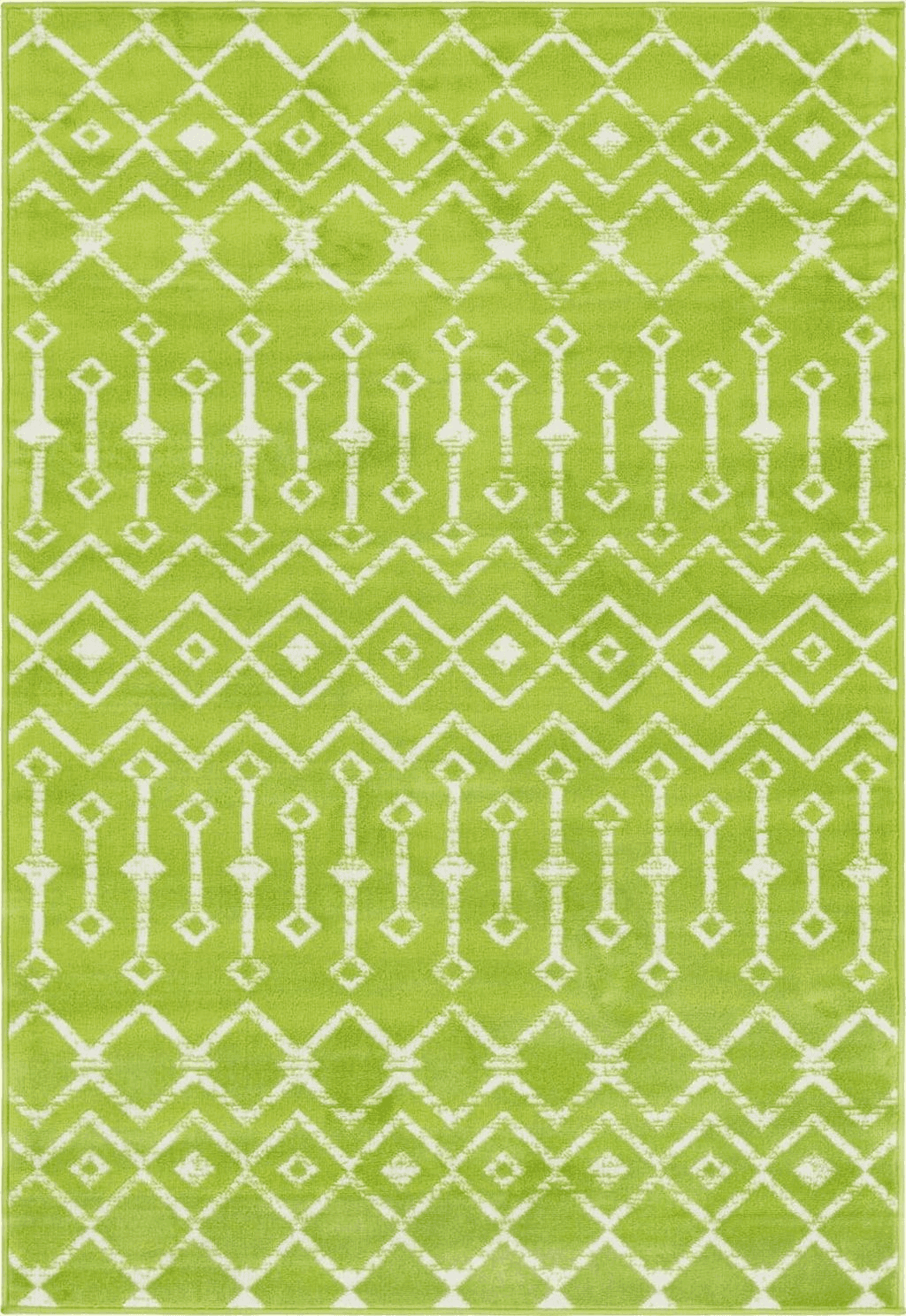 Geometric Green Rugs.com Geometric Kasbah Trellis Collection Rug – 4' X 6' Green Low Pile Rug Perfect for Living Rooms, Large Dining Rooms, Open Floorplans