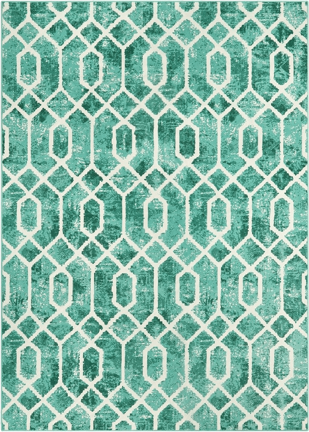 Lahome Washable 5x7 Living Room Rug, Green Large Rug for Bedroom Geometric Mat with Trellis, Soft Modern Non Slip Low Pile Accent Carpet for Home Office Nursery