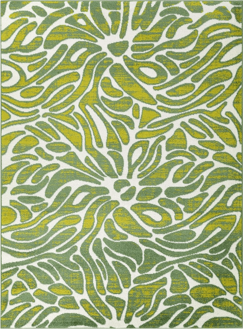 Antep Rugs Floral 5x7 Abstract Indoor Area Rug Siesta (Green White, 5'3" x 7')