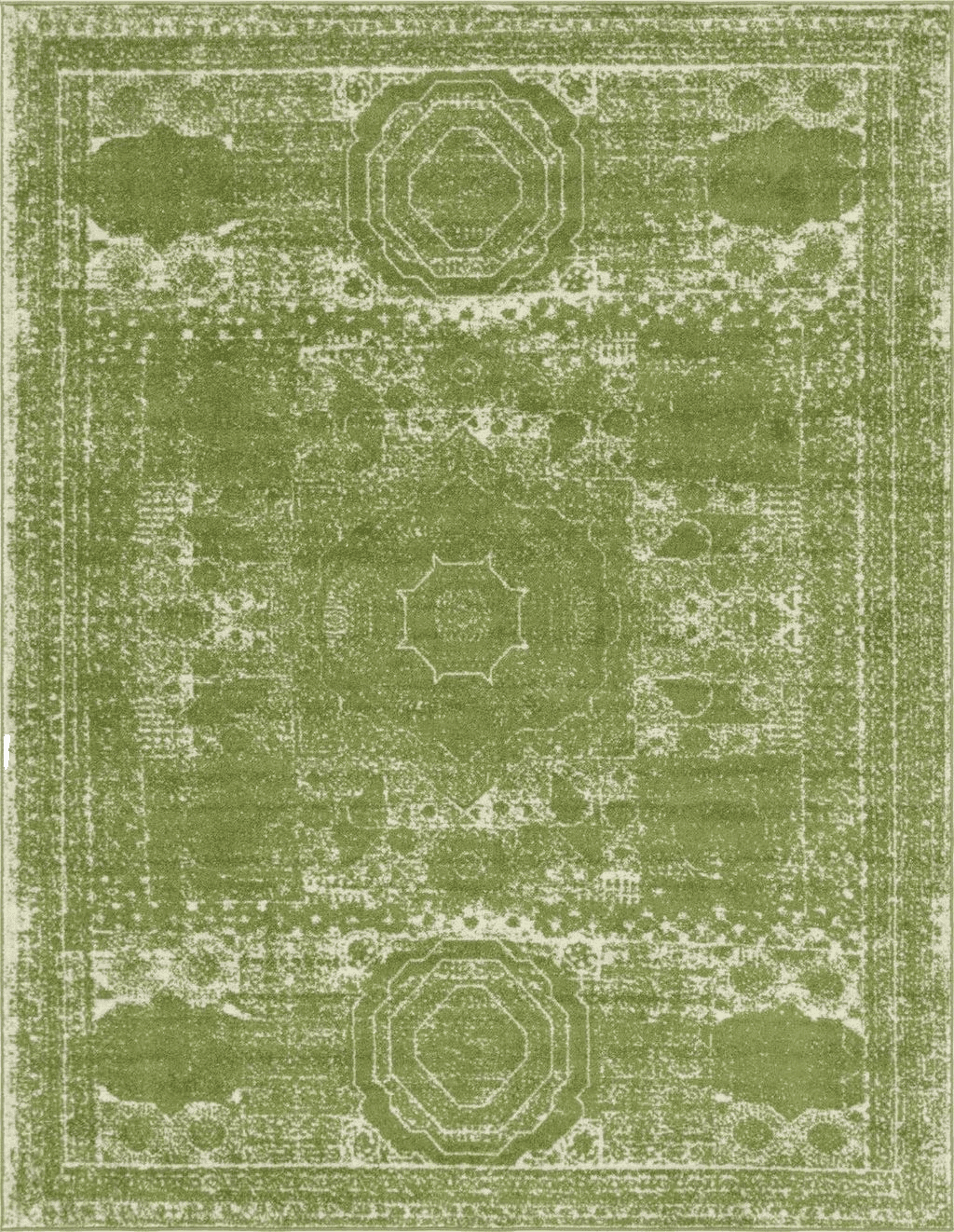 Geometric Green Unique Loom Bromley Collection Area Rug - Wells (7' 10" x 10' Rectangle, Green/ Ivory)