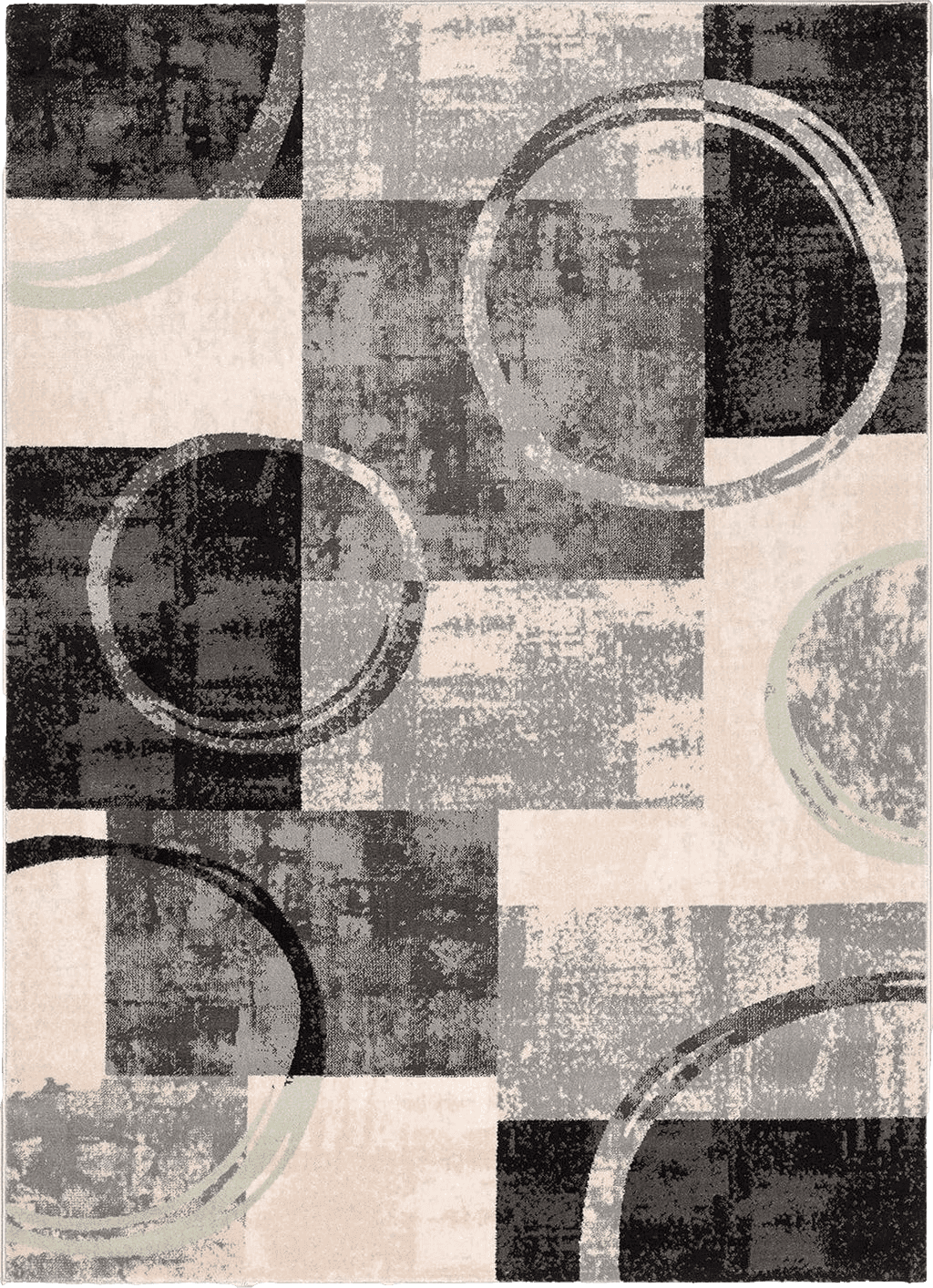 Well Woven Boxes & Circles Geometric Shai Grey & Green Area Rug 5x7 (5'3" x 7'3")