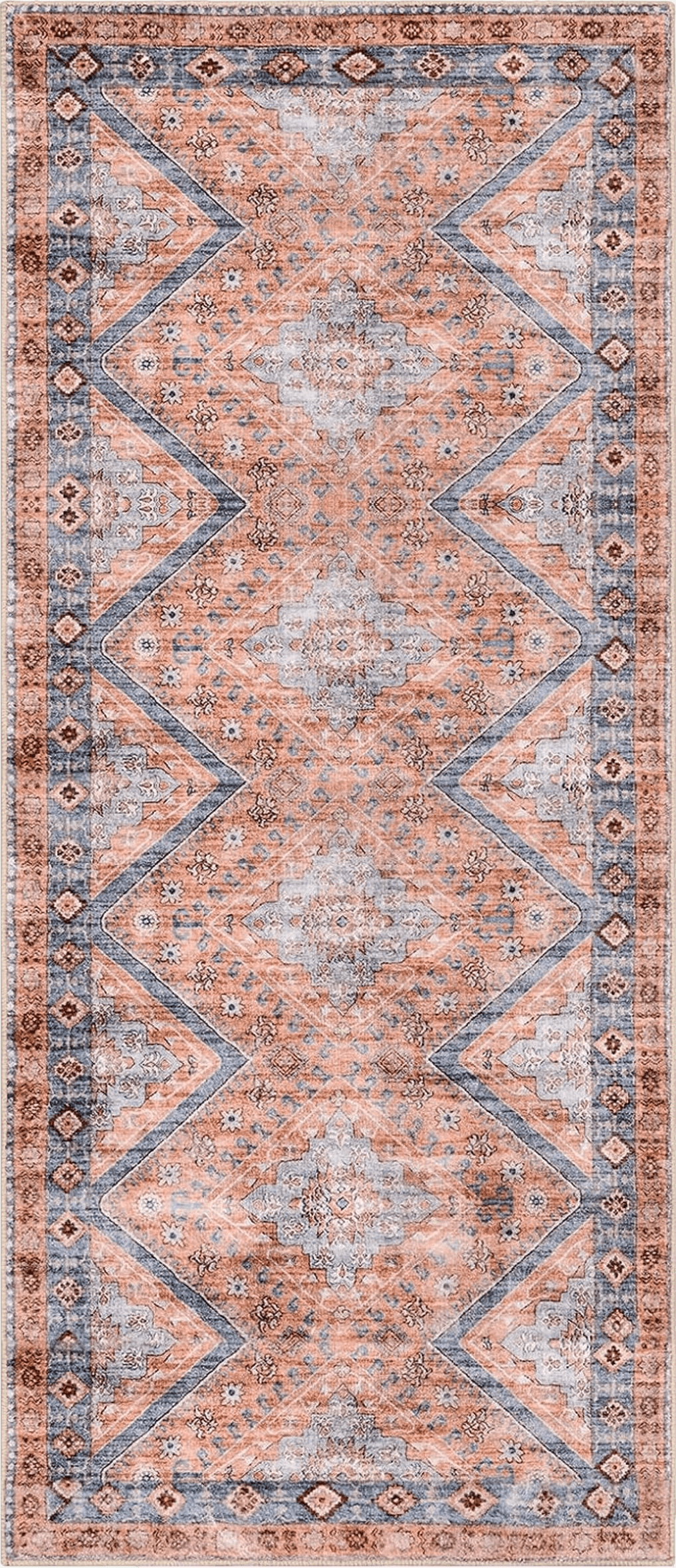 Geometric Pink Lahome Vintage Washable Runner Rug - 2x6 Rug Runners for Hallways 6 Feet Geometric Non-Slip Kitchen Runner Rug Ultra-Thin Bathroom Runner Rugs for Entryway Laundry Bedroom (2x6ft,Orange)