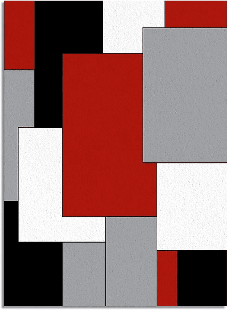 Geometric Black White Red Black Geometric Area Rugs Indoor Non-Slip Rectangle Rug 2x3 ft, Abstract Color Block Red Black Gray Rug Rubber Backing Floor Mats Contemporary Home Decor Carpet for Entryway Living Room