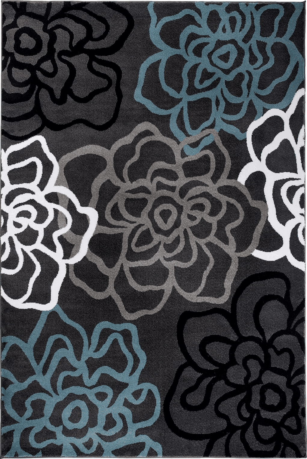 Rugshop Contemporary Modern Floral Abstract Flowers Easy Maintenance for Home Office, Living Room, Bedroom, Kitchen Soft Area Rug 5' 3" X 7' 3" Gray