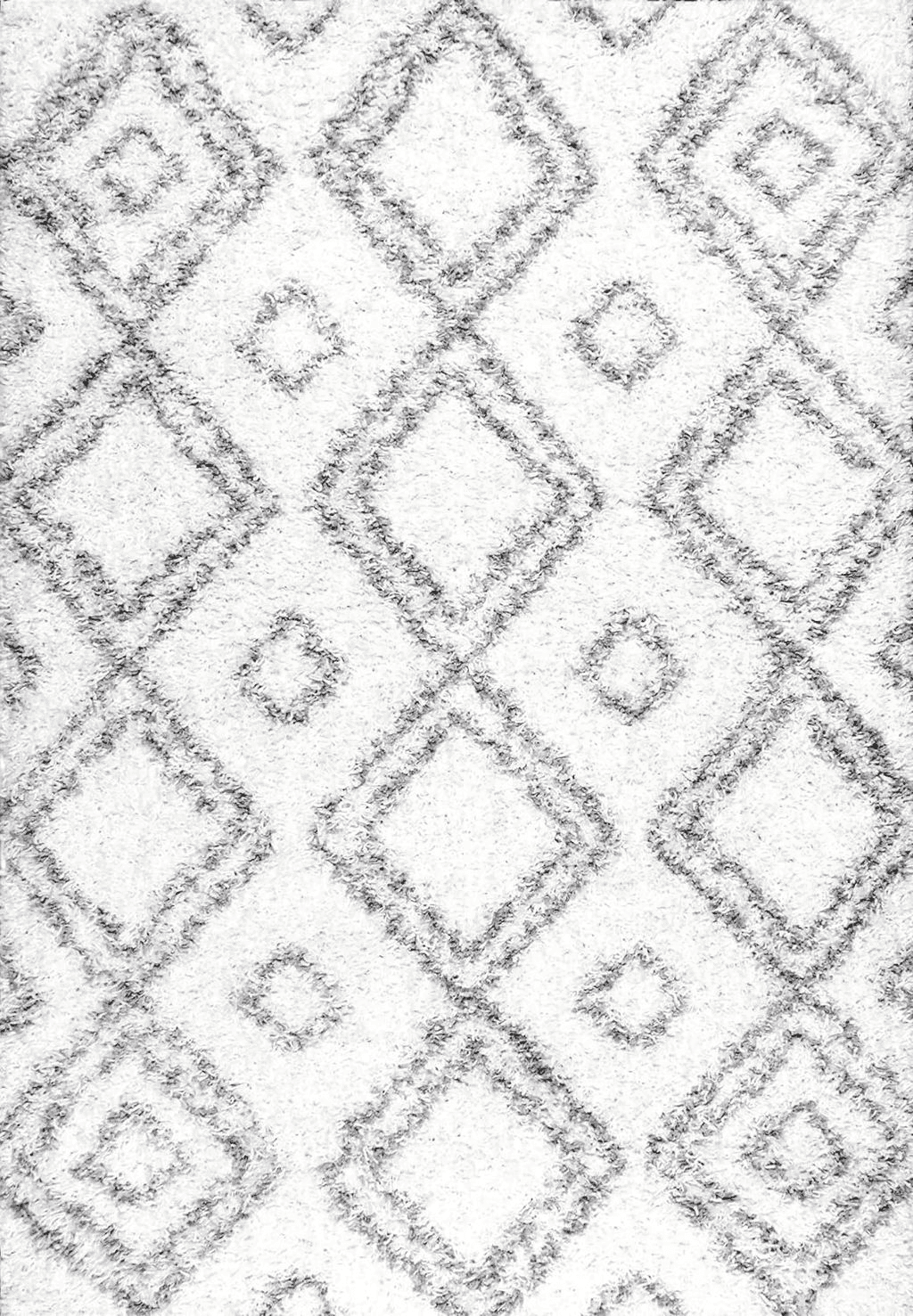 Moroccan Black White nuLOOM Iola Geometric Shag Accent Rug, 2x3, White