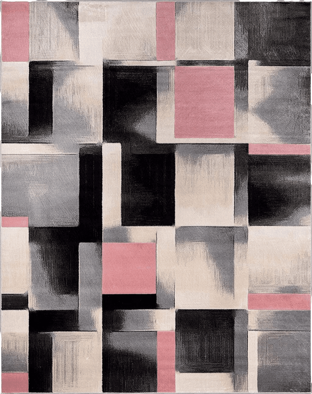 Geometric Pink Well Woven Lane Blush Pink Modern Geometric Boxes & Squares Pattern Area Rug (9'3" x 12'6")