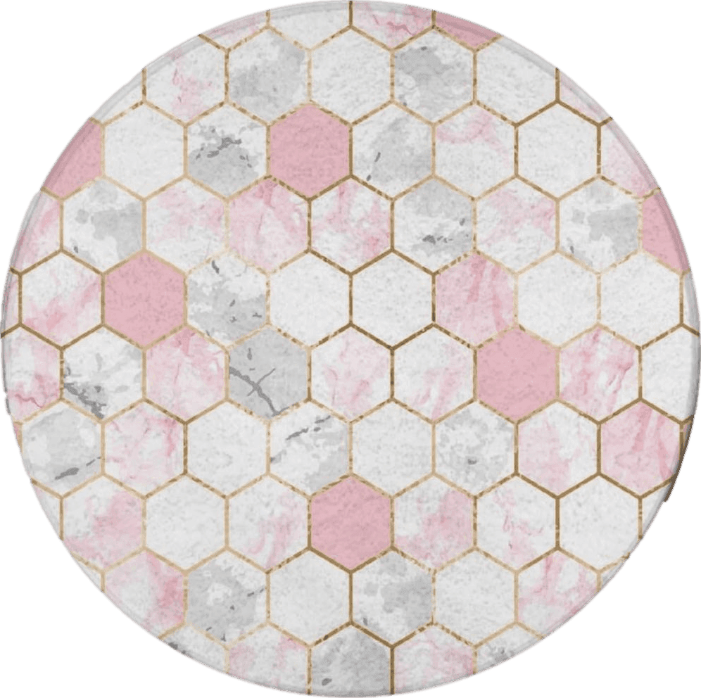 Geometric Pink Ultra Soft 36 inch Diameter Round Area Rug - Geometric Gold Rose Pink Gray White Marble Texture Art Non Slip Doormat Floor Mat for Living Room, Home, Bedroom, Absorbent Memory Foam Nursery Rugs