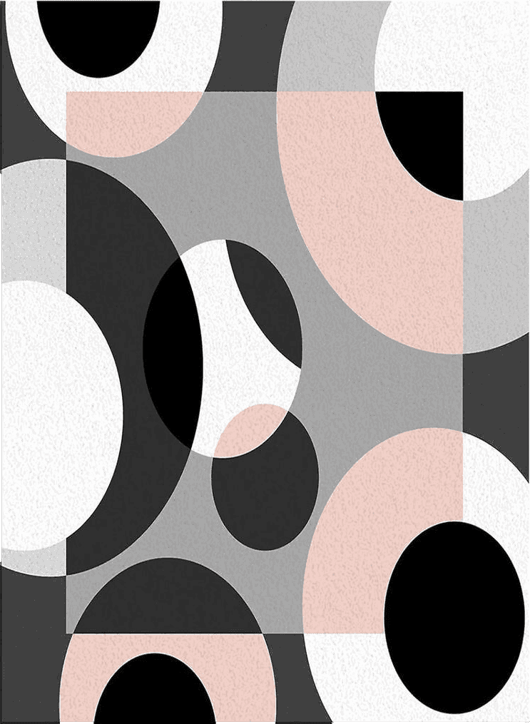 Geometric Black White Blush Pink Geometric Area Rug 2'7"x5' for Living Room, Kids Teen Girls Boys Bedroom, Abstract Black Grey White Outdoor Indoor Washable Carpet Runner Area+Rug for Kitchen, Hallway, Entryway