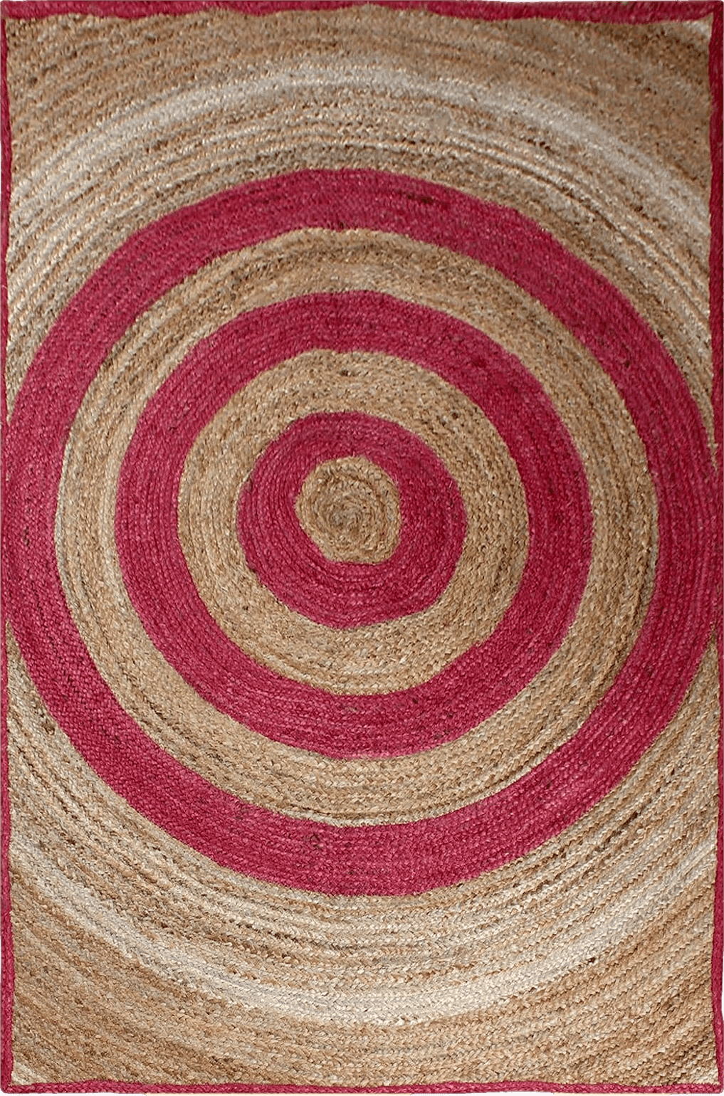 Geometric Pink CASAVANI Collection Rectangular Area Rug - 5x8 Feet Pink Braided Jute Rug Geometric Kilim Rug Indoor Outdoor Use Carpet Flatweave Rugs for Bedroom Dining Room Living Room