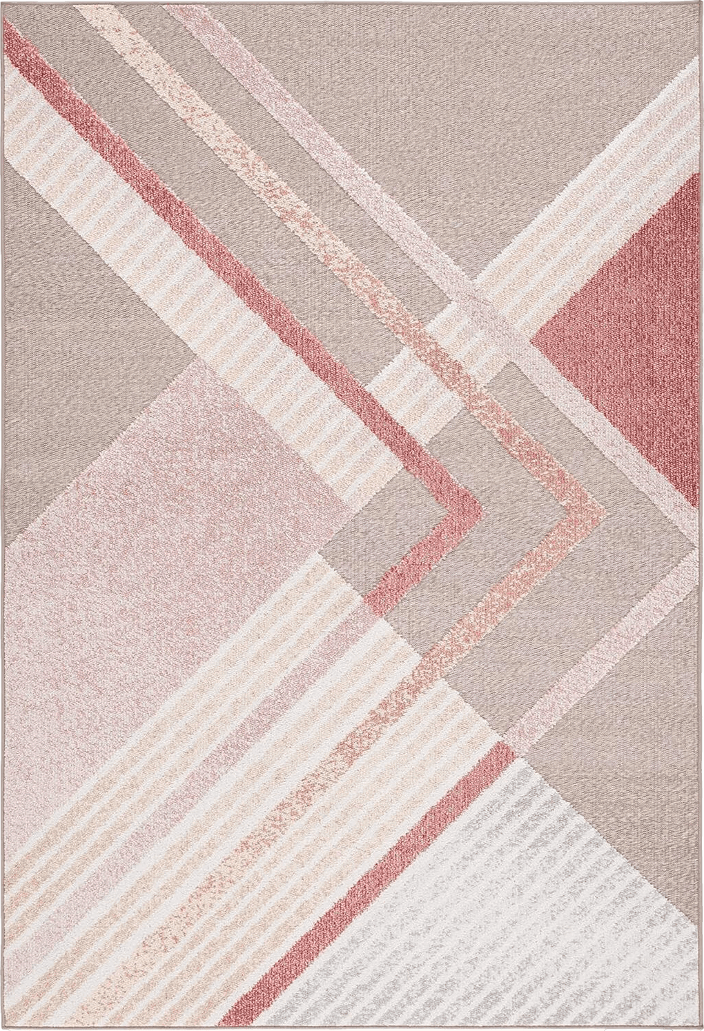 Geometric Pink Safavieh Sarasota Collection Area Rug - 9' x 12', Pink & Brown, Mid-Century Modern Design, Non-Shedding & Easy Care, Indoor/Outdoor & Washable-Ideal for Patio, Backyard, Mudroom (SAR102U)