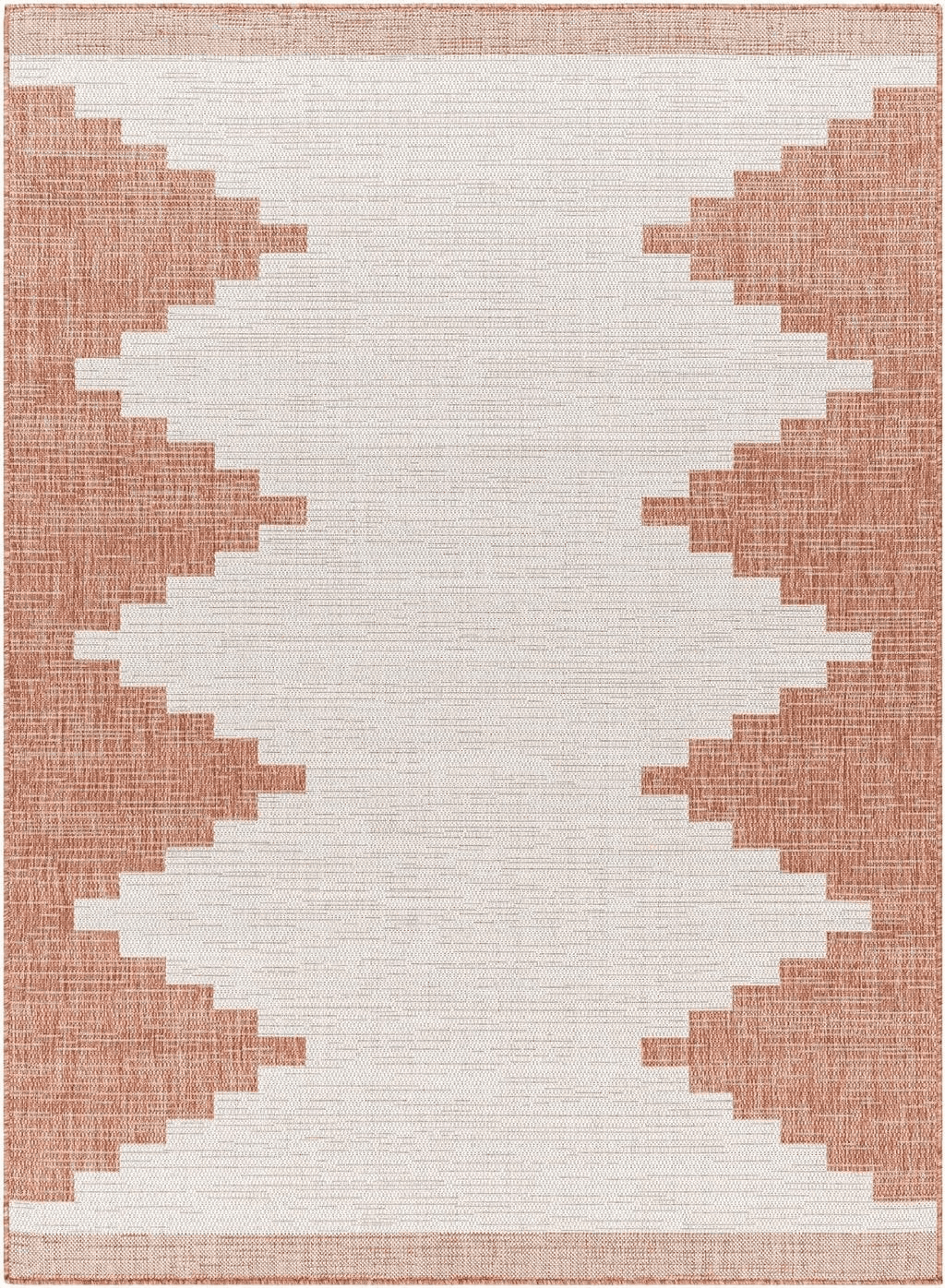 Outdoor White Hauteloom Djugun Outdoor Area Rug - Outside Porch Patio Rug Carpet - Waterproof Rug - Geometric - Pink, Cream, Salmon, Beige - 6'7" Square