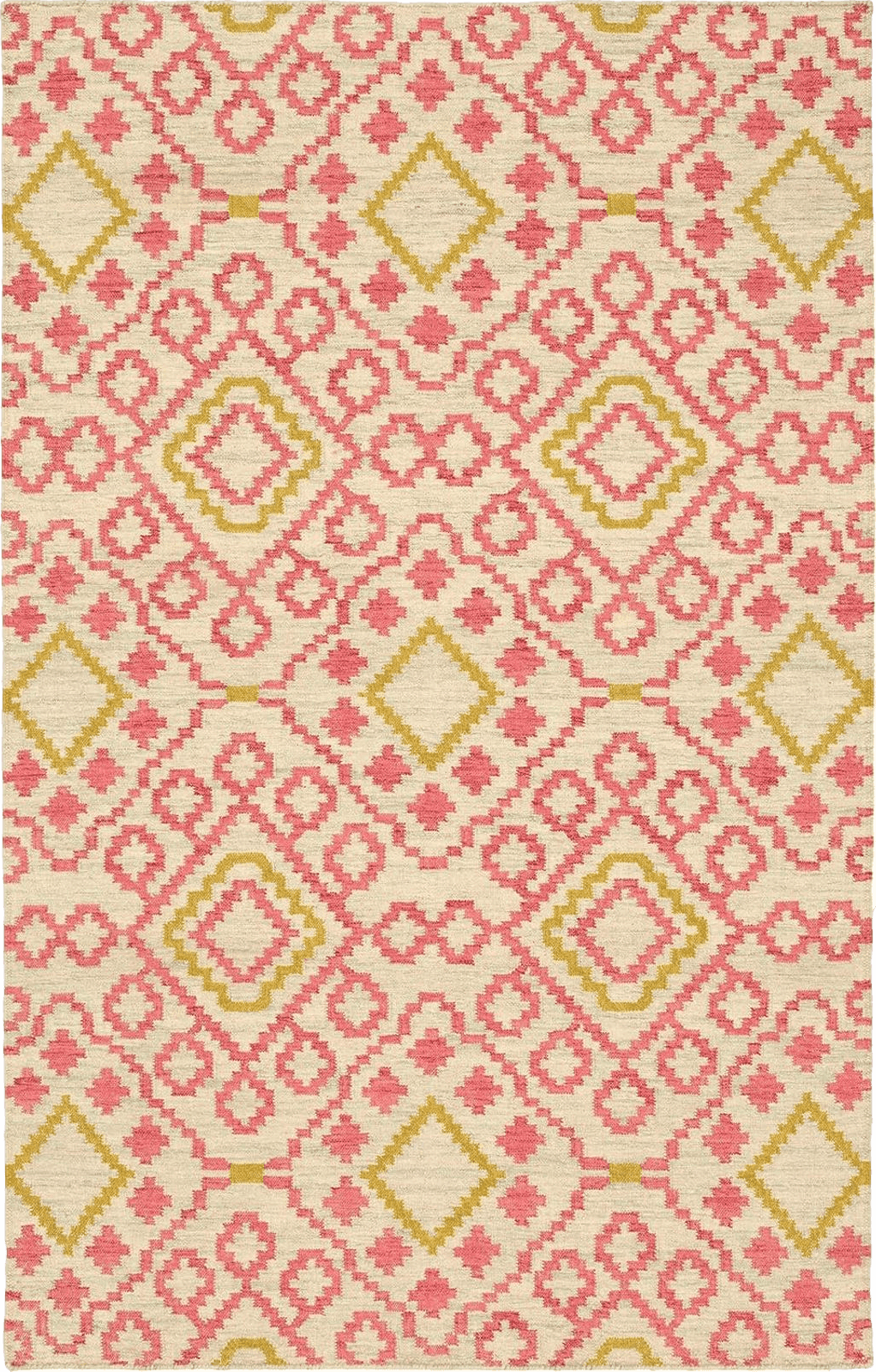 Geometric Pink Dash and Albert Jelly Roll Fuchsia Handwoven Wool Rug, 2 X 3 Feet, Pink/Sky Blue Geometric Pattern