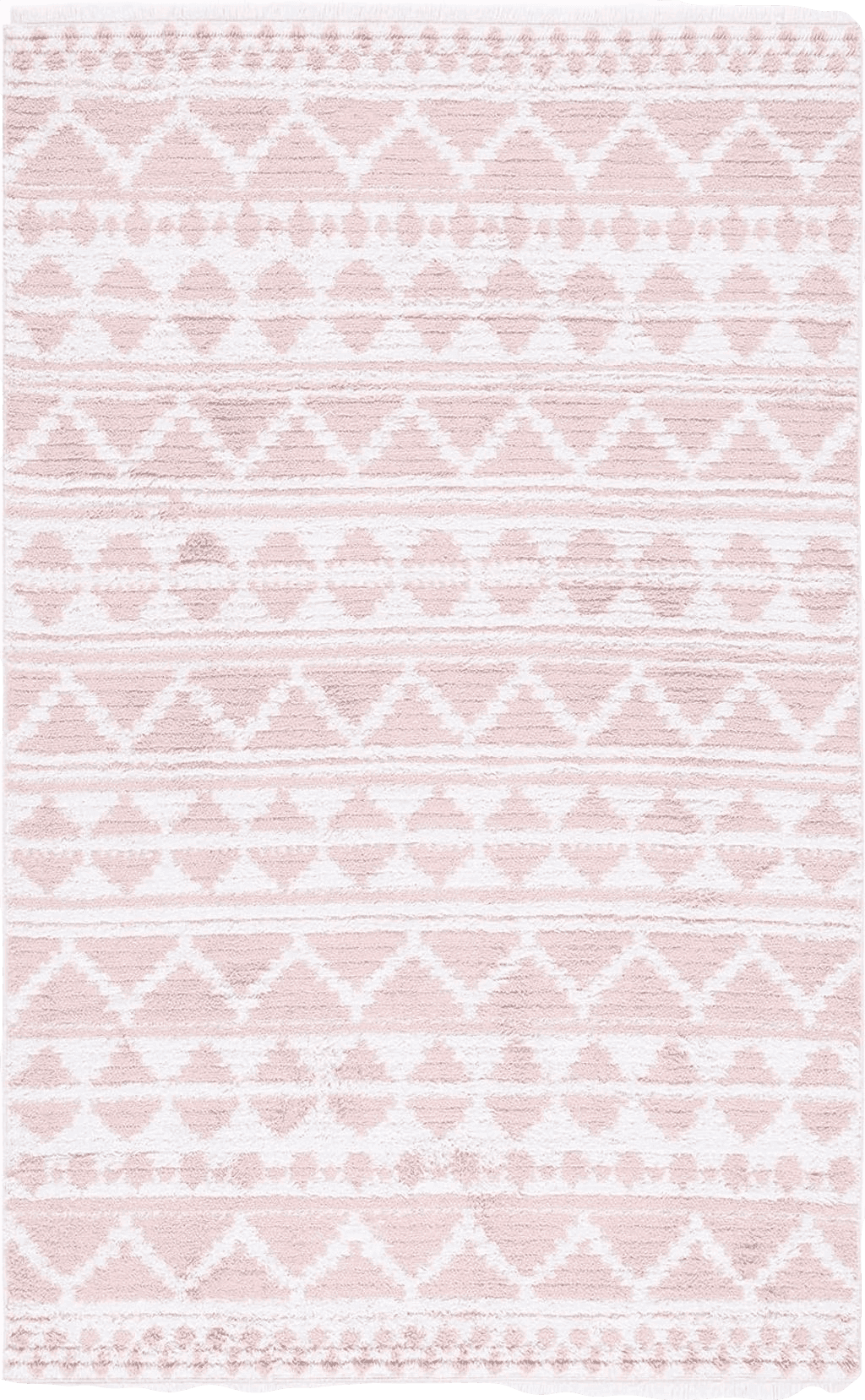 Geometric Pink Safavieh Augustine Collection Area Rug - 6'4" x 9'6", Pink & Ivory, Moroccan Boho Rustic Fringe Design, Non-Shedding & Easy Care, Ideal for High Traffic Areas in Living Room, Bedroom (AGT847U)