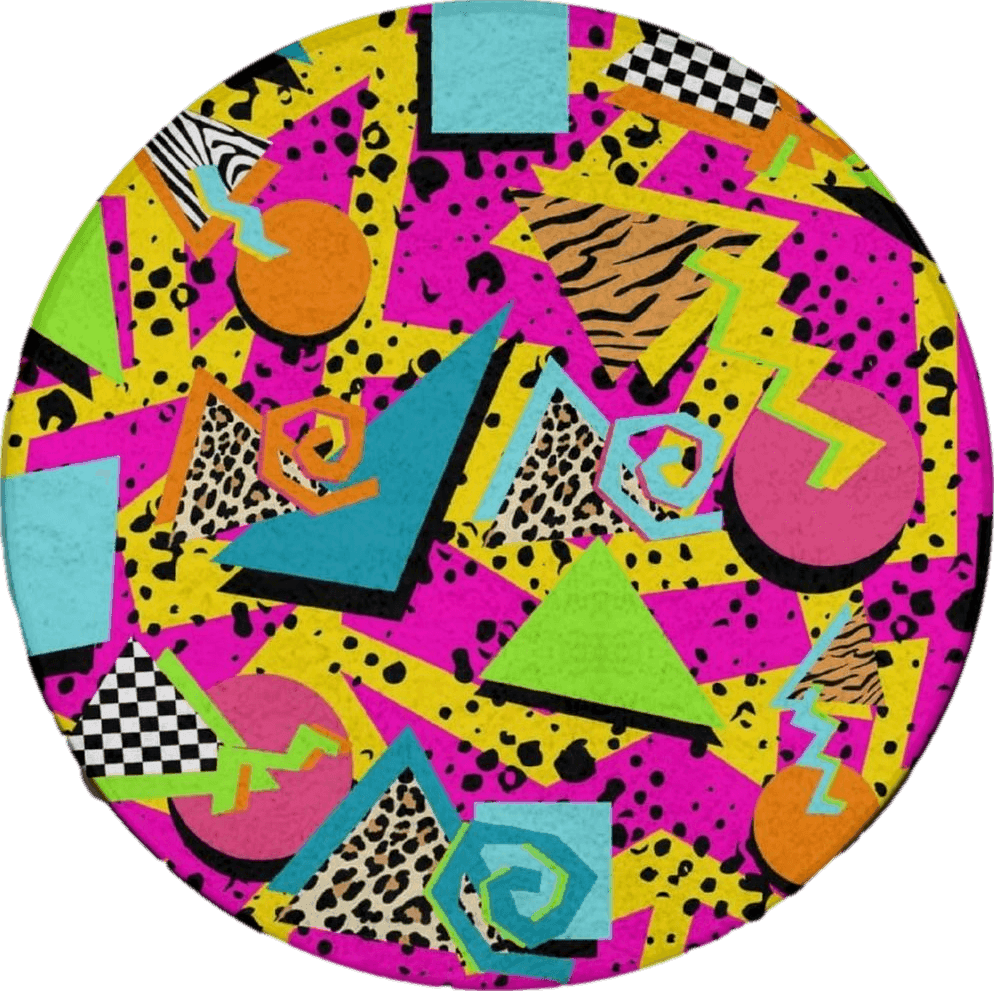 Memory Foam Round Area Rug Entryway Mat Paisley Home Art - 60 inch Diameter, Premium Non Slip Doormat Floor Mat Absorbent Multipurpose Rugs, Geometric Checkered Zebra Tiger Leopard Pink Retro 80s 90s