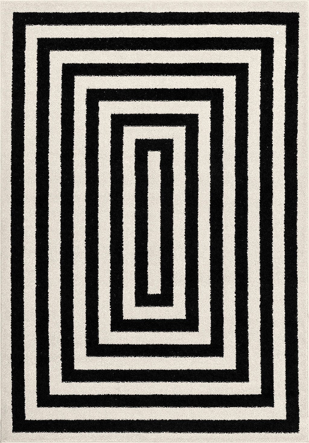 Abani Contemporary Black & Ivory 6' x 9' Area Rug, Contrasting Geometric Modern Stripe Symmetrical Living Room Carpet Rugs