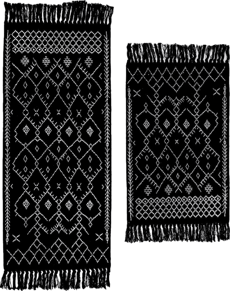 Cedilis 2 Pack Boho Bath Mat, Cotton Woven Throw Rug with Small Tassel, Geometric Patterned Kitchen Bathroom Rug, Washable Hallway Floor Carpet, Black & White, 2 ft x 3 ft & 2 ft x 4.3 ft