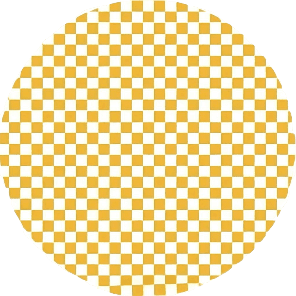 Full Size Round Checkered Area Rug, 3ft, Yellow and White Checkers Checkerboard Pattern Circular Carpets Modern Geometric Plaid Large Area Play Mat for Living Room Boys Bedroom Playroom Rug