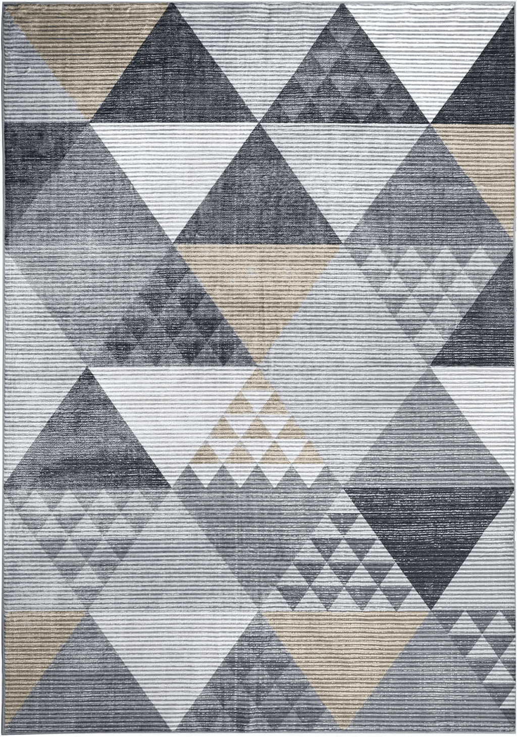 IMINROME Area Rug Entryway Rug Geometric Rug Modern Foldable Velvet Rug Triangle Trellis Accent Rug Indoor Door Mat Non Slip Carpet Kitchen Living Room Bedroom Dining Room, 2' x 3', Grey/Yellow