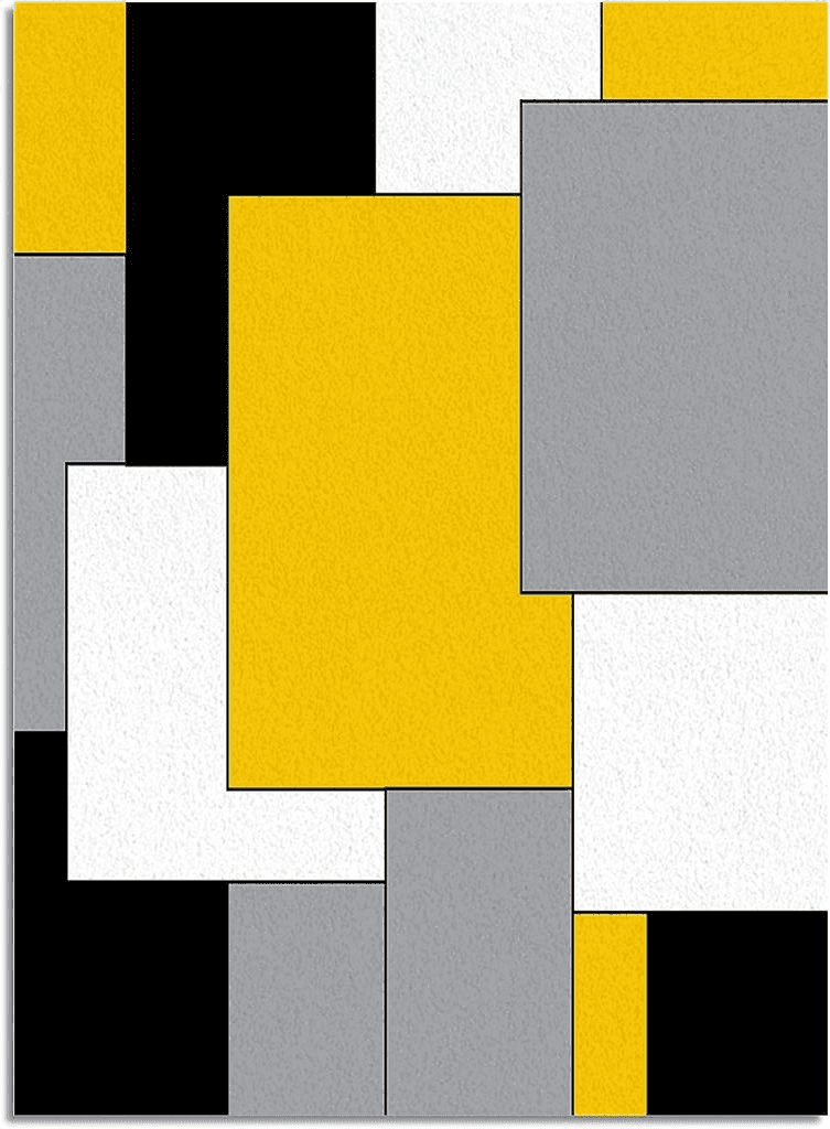 Geometric Black White Area Rug, White Yellow Color Block Geometric Rug, 2x3 Feet Rugs for Living Room Bedroom Kids Room Kids Room Nursery Classroom, Non-Slip Comrft Carpet Washable Rug