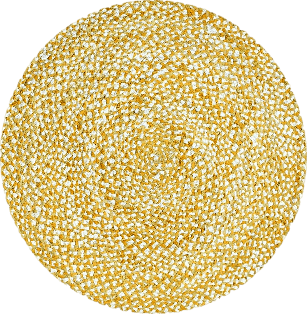 CASAVANI Collection Circle Area Rug - 3 x 3 Ft' Yellow Geometric Pattern Chindi Cotton Mat Ideal for High Traffic Area in Hallway Bedroom Living Room Dining Room Kitchen