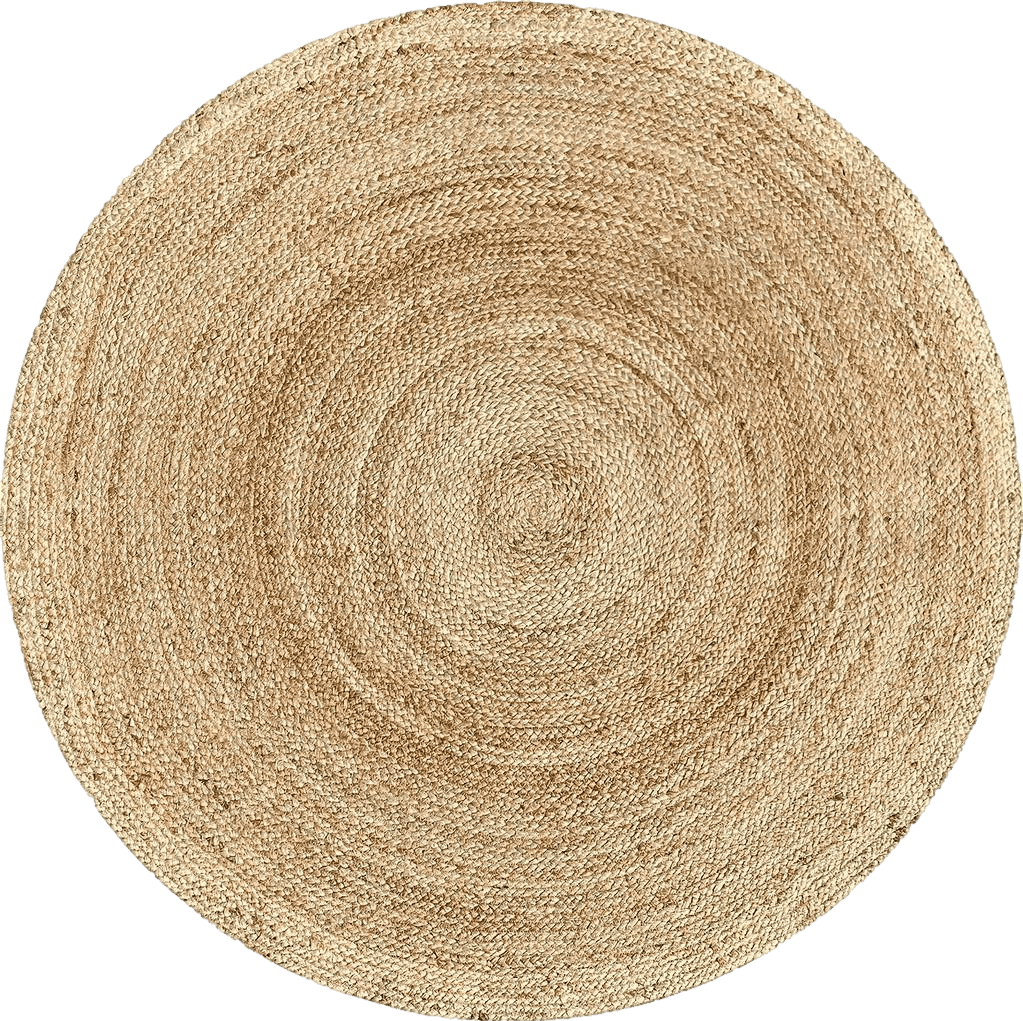 Outdoor All Rounds/Square Hausattire Hand Woven Jute Braided Rug, 4' Round - Natural, Reversible Area Rugs for Living Room, Kitchen, 4 Feet Round